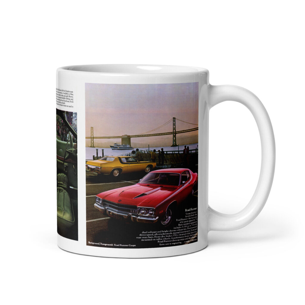 1973 Plymouth Roadrunner Sales Brochure Coffee Mug 360 400