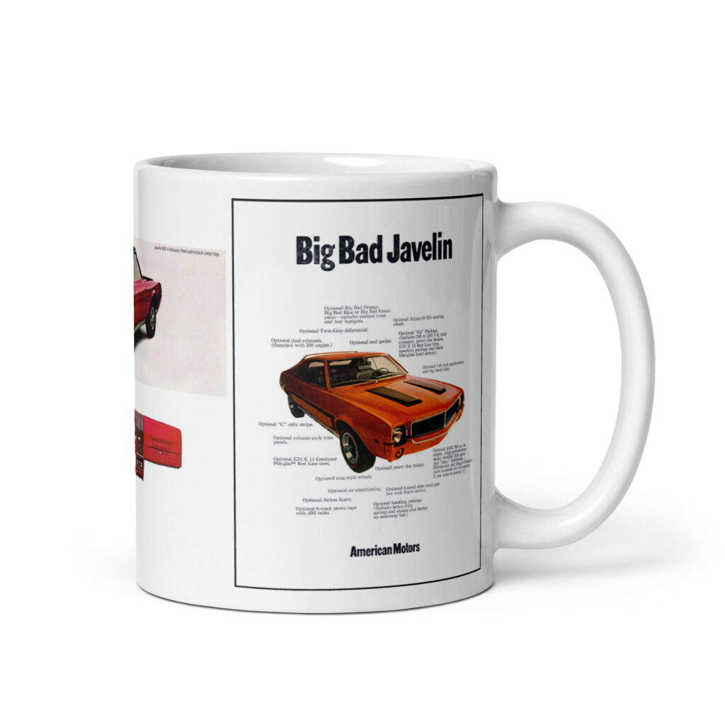 1969 AMC Javelin Australian Sales Ad Coffee Mug Big Bad Orange 343 390