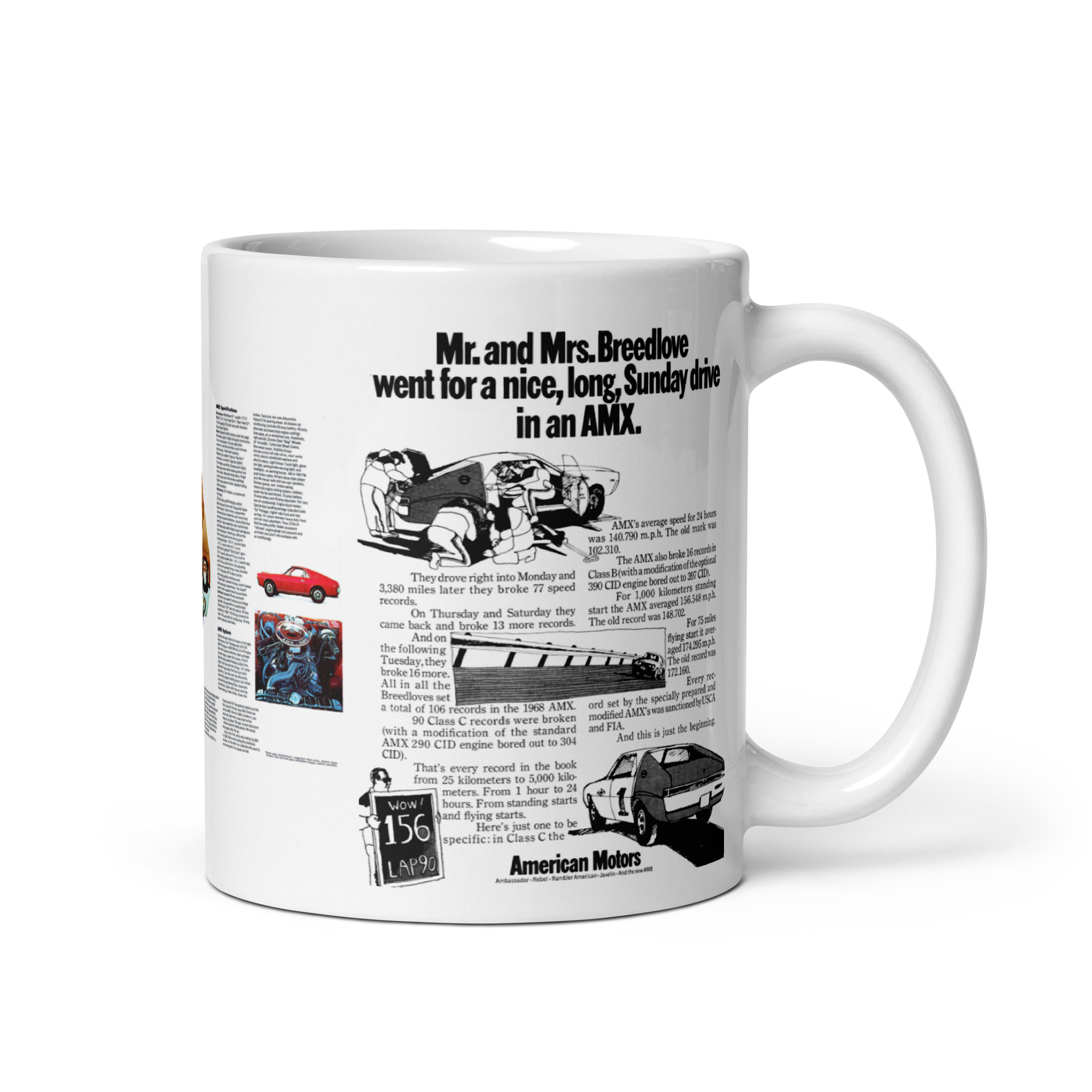 1968 AMC AMX Sales Ads Coffee Mug Go Package 343 390 Twin Grip - Image 2