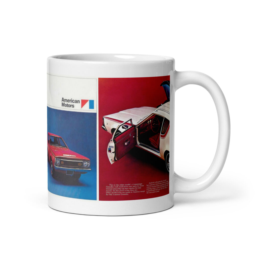 1970 AMC Gremlin First Year Showroom Brochure Art Coffee Mug
