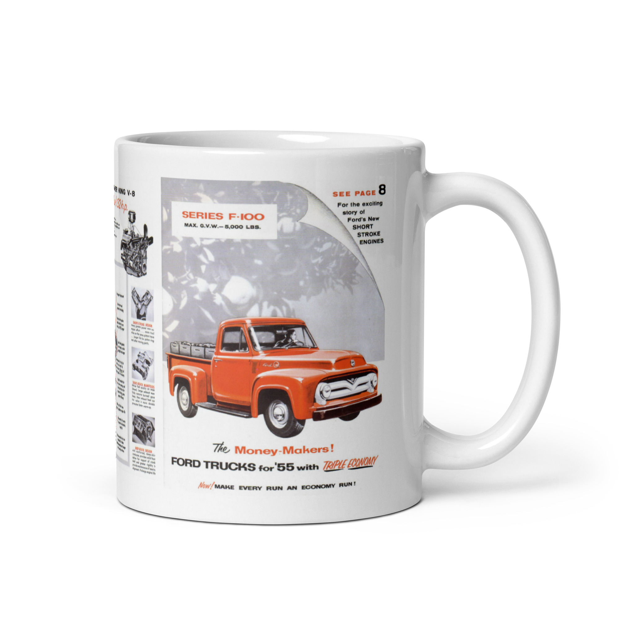 1955 Ford F100 Pickup Sales Brochure Coffee Mug F-100 Stepside 55 - Image 2