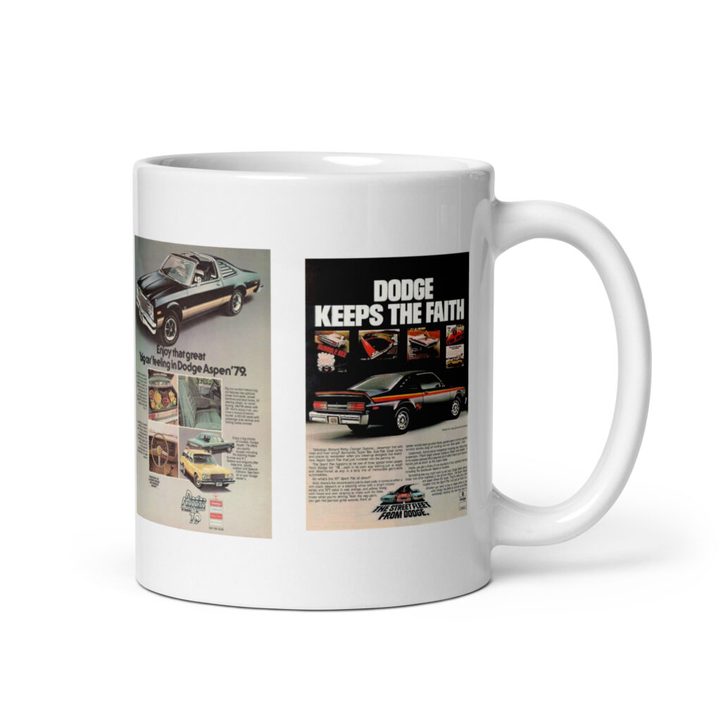 1976 Roadrunner 77 Aspen R/T 78 Street Fleet 79 Magazine Ads Coffee Cup Dodge Plymouth E58