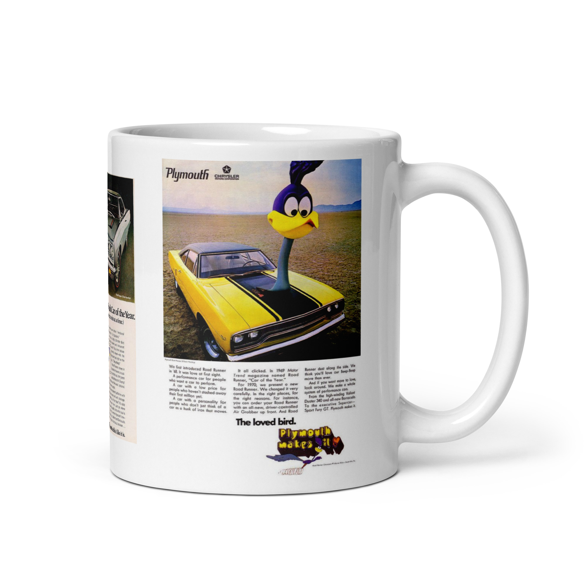 68 69 70 Plymouth Roadrunner Magazine Ads Coffee Mug Loved Bird Car Of The Year - Image 2