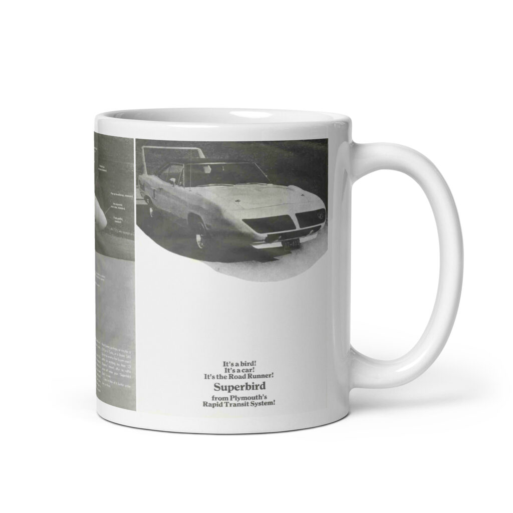 1970 Plymouth Superbird Sales Brochure Coffee Mug 426 Hemi 440 6BBL
