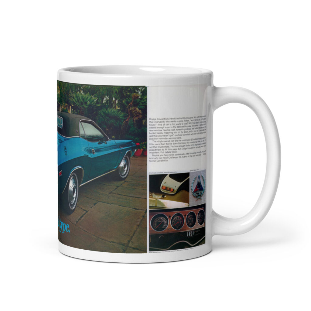 1970 Dodge Challenger SE Sales Brochure Coffee Mug 340 383 Formal Roof