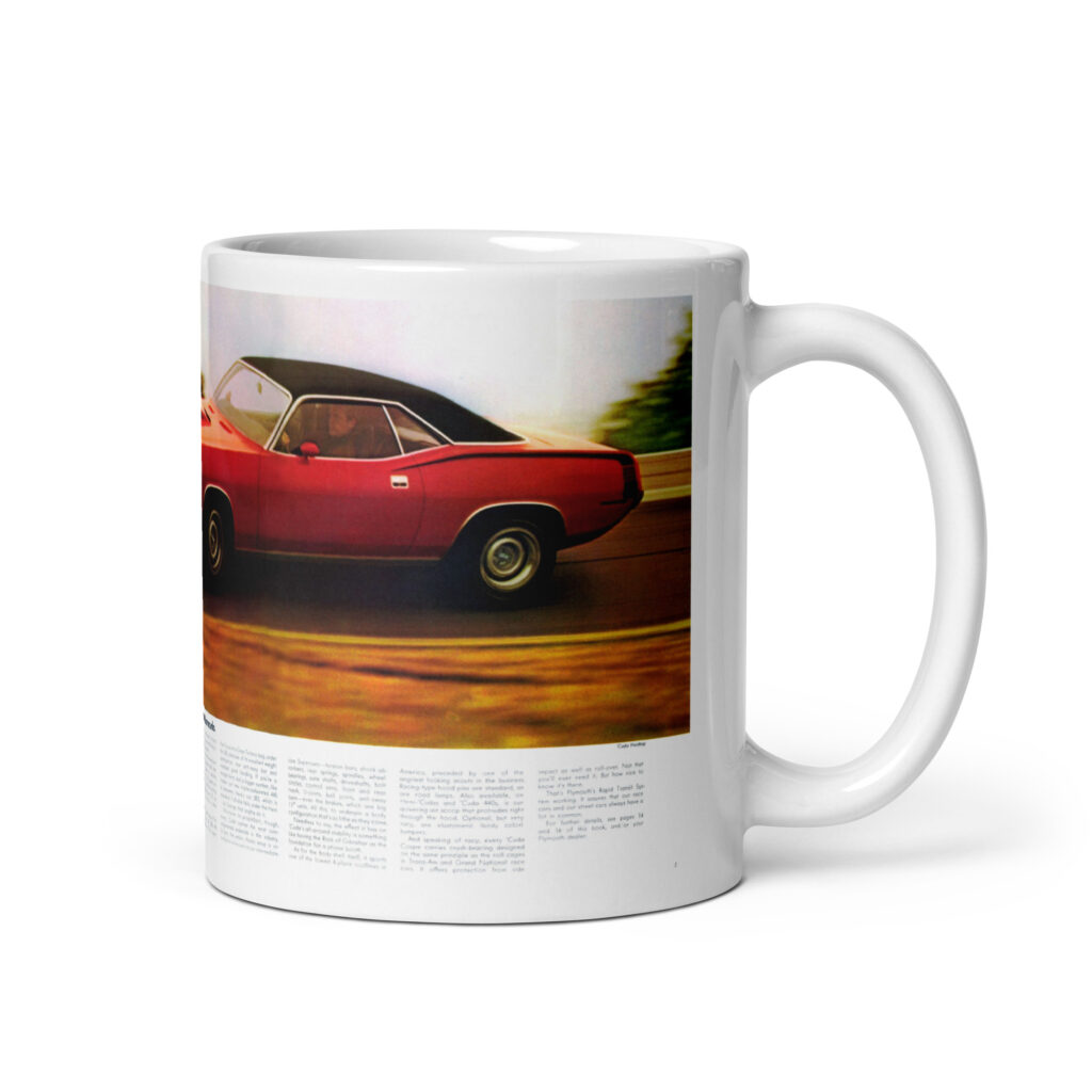 1970 Plymouth Rapid Transit System Sales Brochure Coffee Mug 'Cuda 340 383 440+6 Hemi