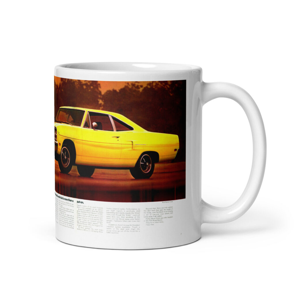 1970 Plymouth Rapid Transit System Sales Brochure Coffee Mug Roadrunner 383 440+6 Hemi