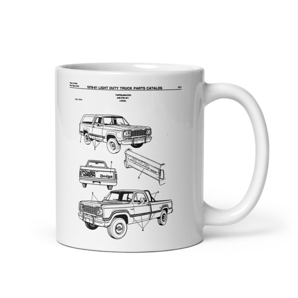 78 Dodge Macho Power Wagon Factory Parts Diagrams Coffee Mug Tape Stripes 79