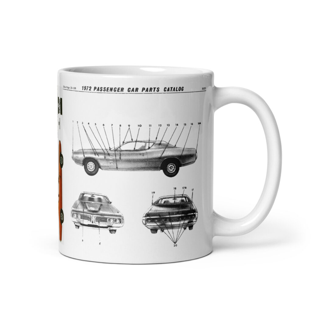 72 Dodge Charger Rallye Factory Parts Diagrams Coffee Mug 340 400 440