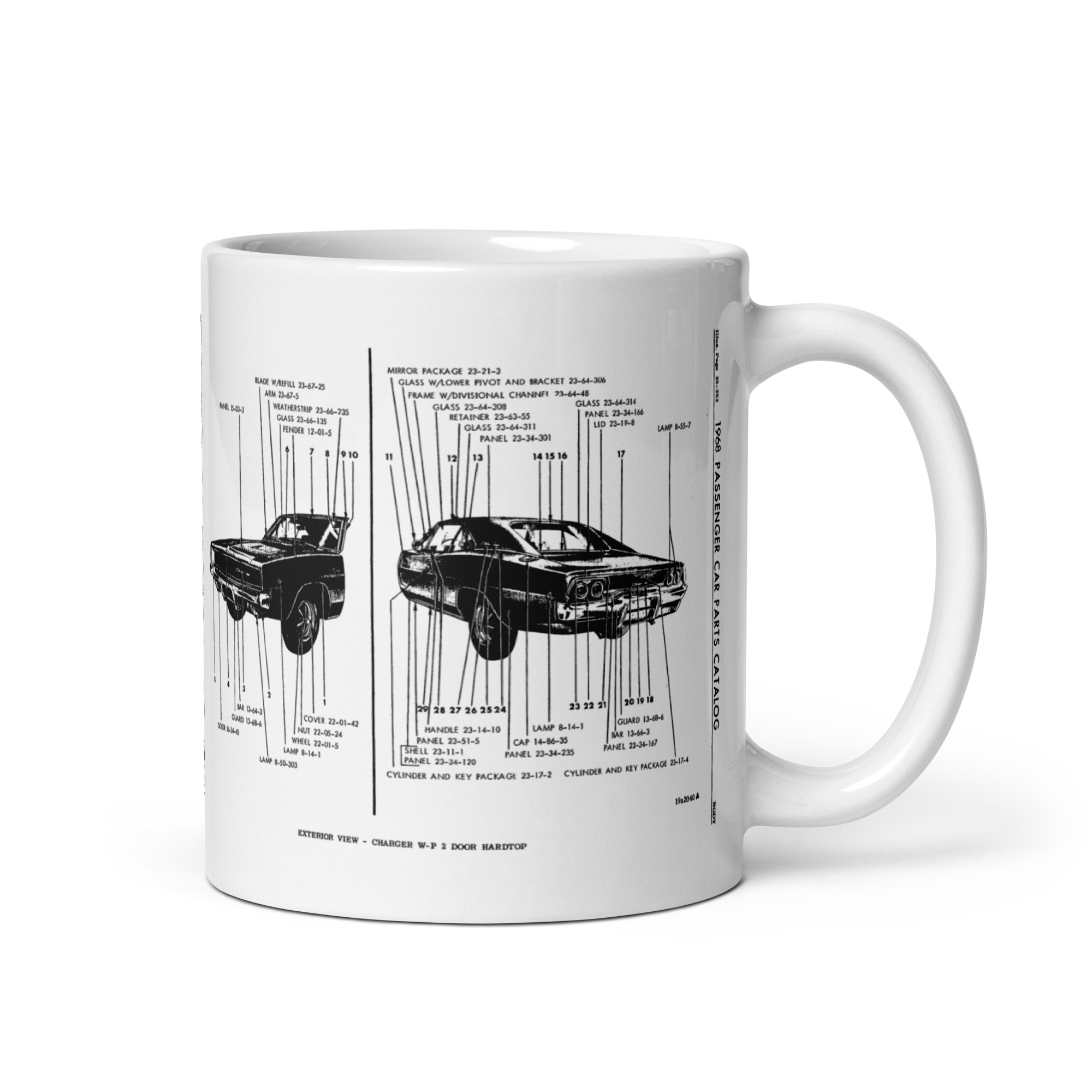 68 Dodge Charger Exterior View Factory Parts Diagram Coffee Mug Also R/T - Image 2