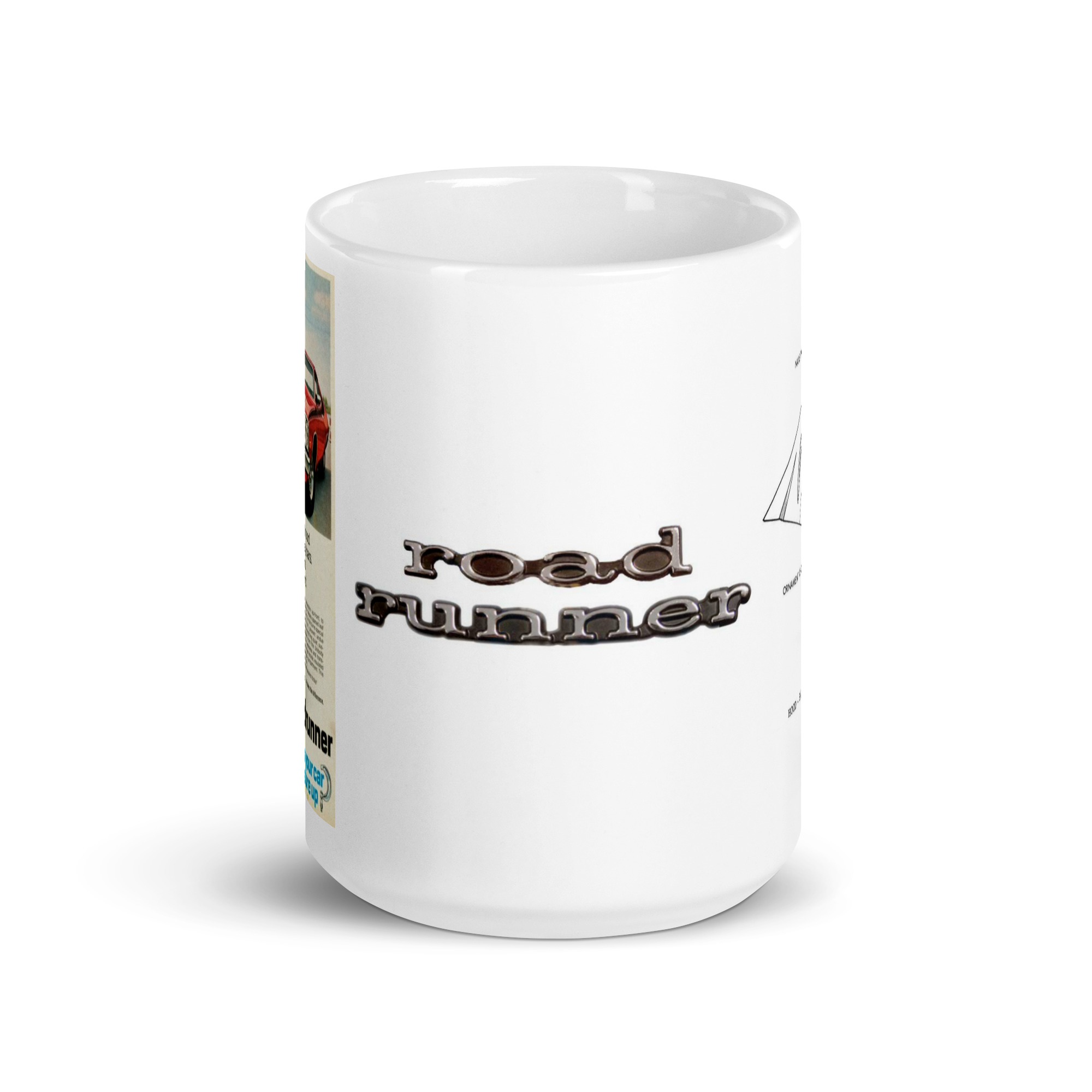 73 Roadrunner Magazine Ad Coffee Mug Hood Parts 15OZ Diagram GTX Mopar 440 340 - Image 4