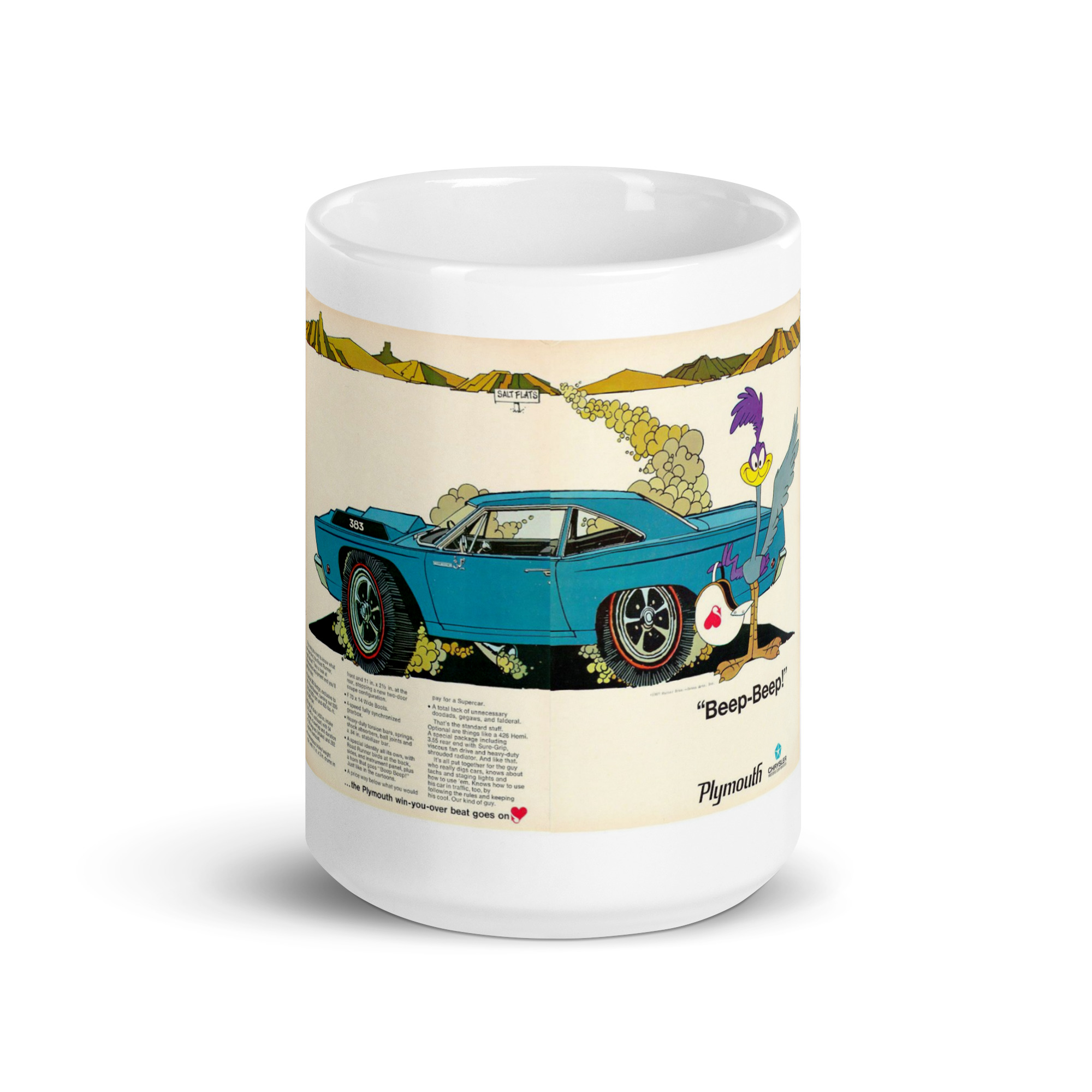 68 Roadrunner 3 Ad Coffee Mug Plymouth Coyote Hemi 383 426 1968 4 speed A833 727 - Image 3