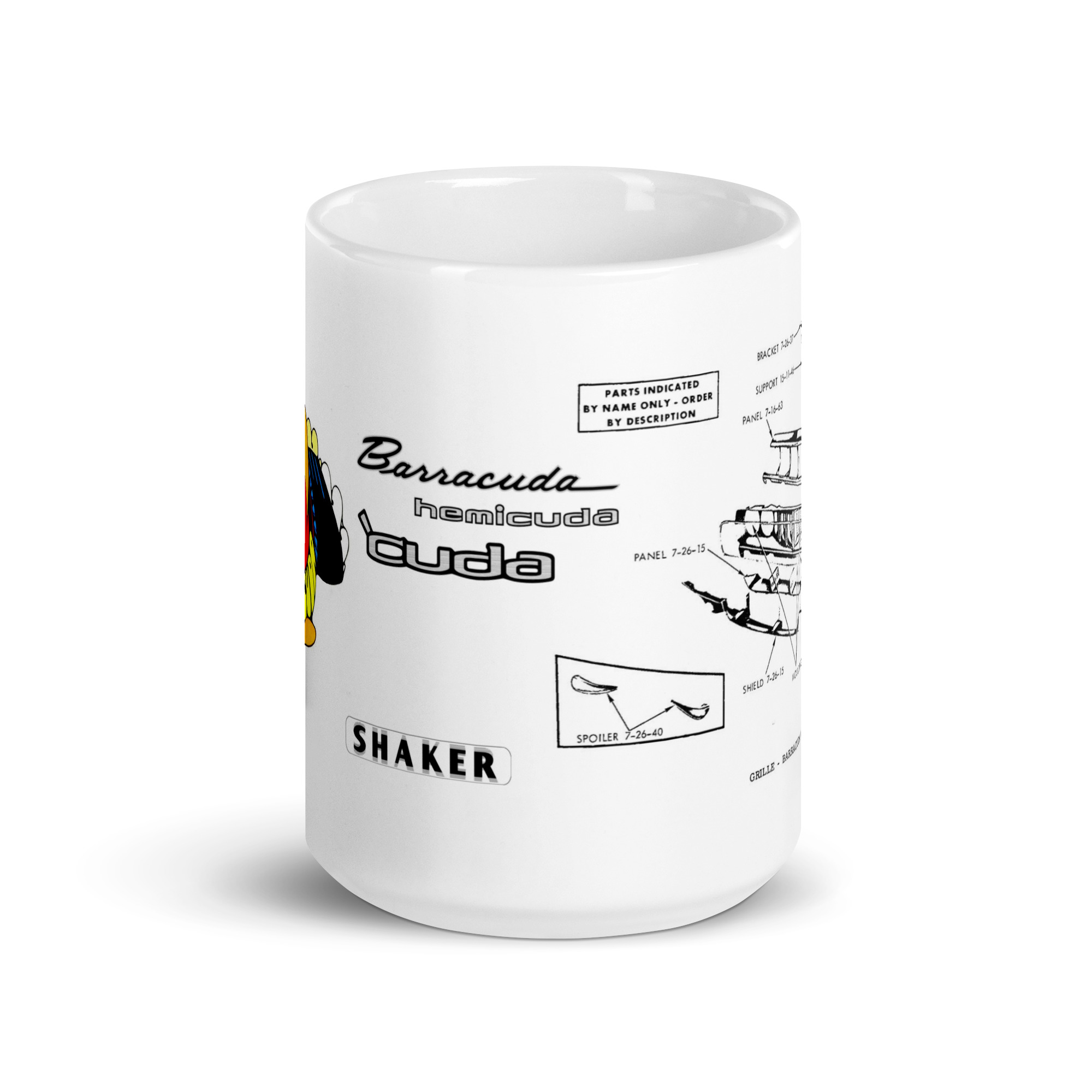 71 Cuda Grille Diagram Parts Book Coffee Mug 'Cuda 1971 Hemicuda 440+6 Mopar - Image 2