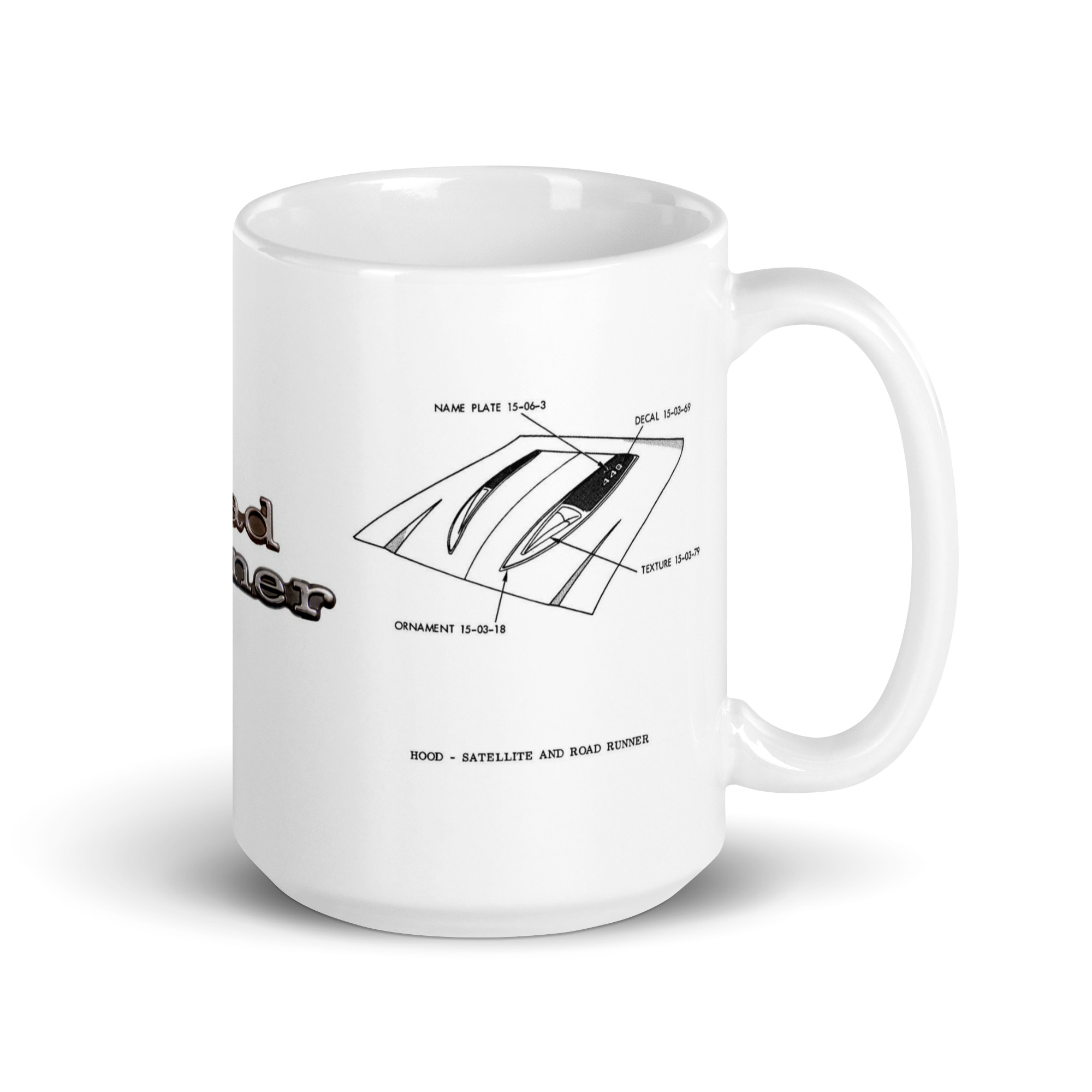 73 Roadrunner Magazine Ad Coffee Mug Hood Parts Book Diagram GTX Mopar 440 340 - Image 2