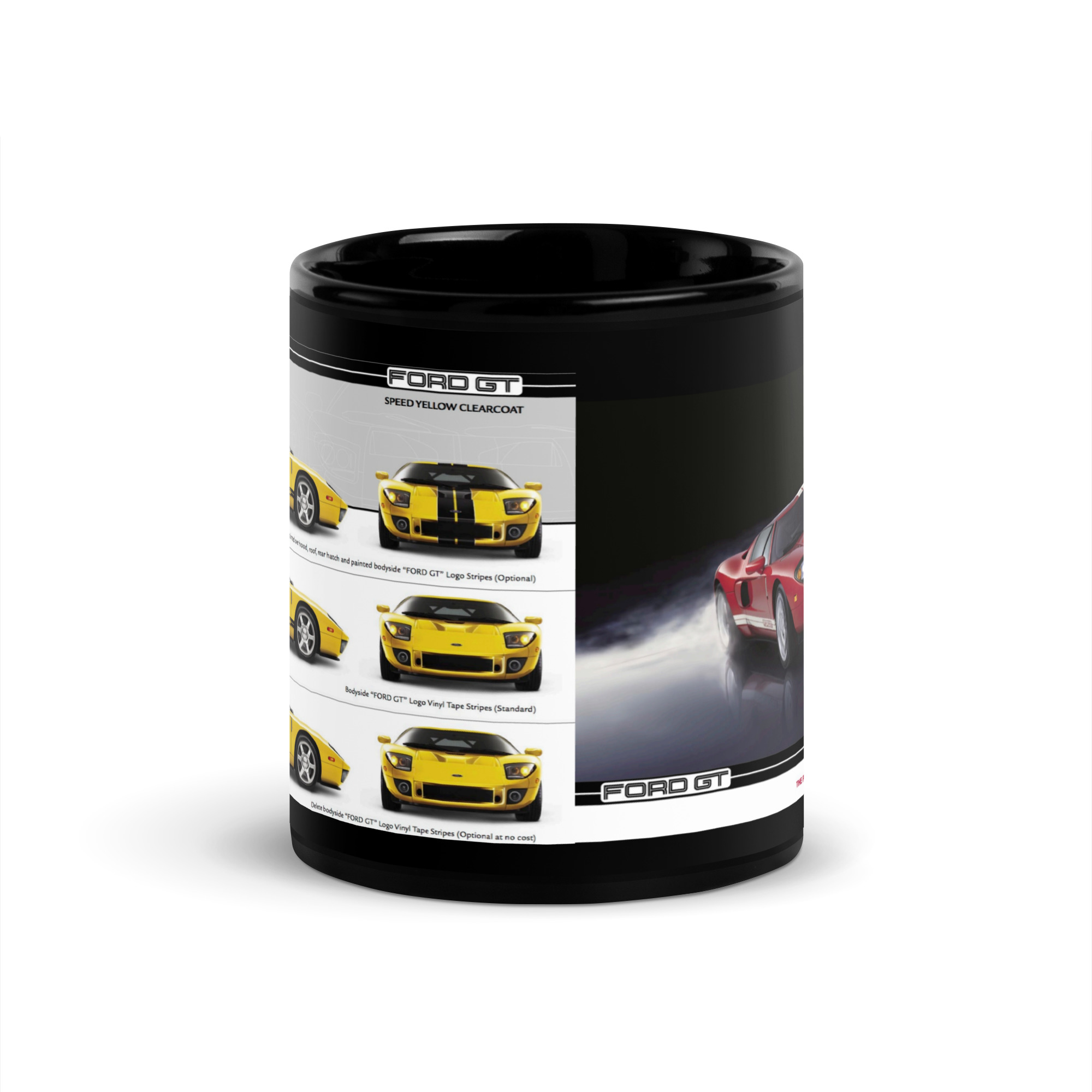 2005 Ford GT Sales Brochure Black Coffee Mug Speed Yellow Clearcoat 5.4L 550 HP - Image 3
