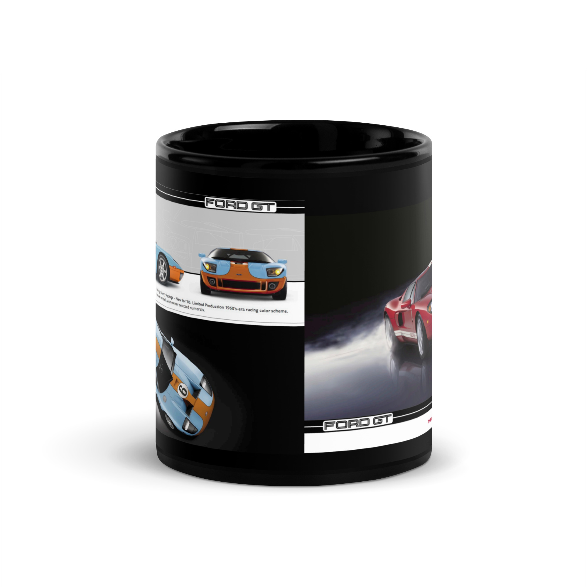 2005 Ford GT Sales Brochure Black Coffee Mug Epic Orange On Heritage Blue - Image 3