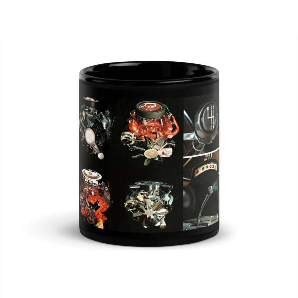 1968 Dodge Performance Engines Black Coffee Mug 340 383 426 Hemi 440 Red Stripes