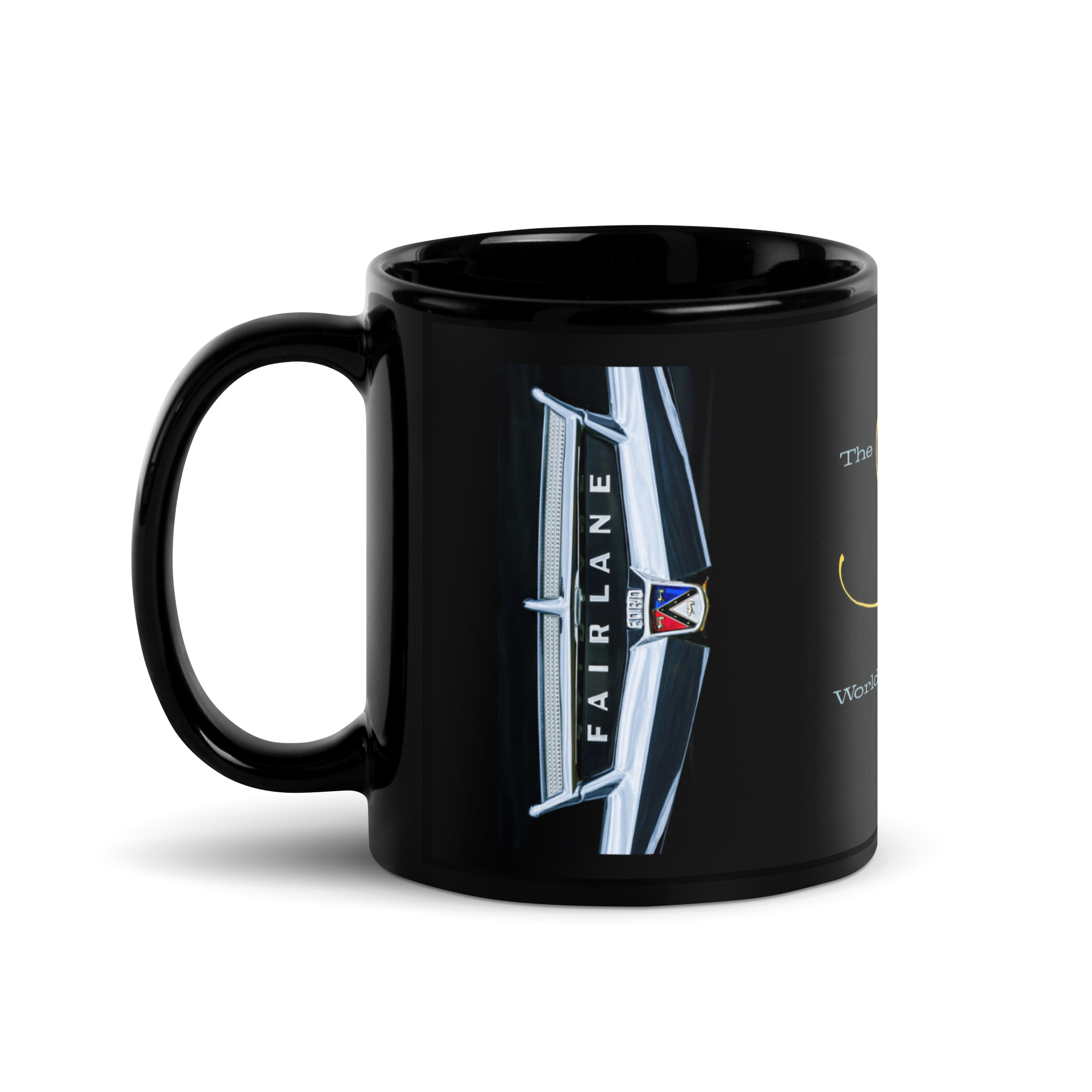 1957 Ford Fairlane 500 Skyliner Sales Brochure Black Coffee Mug Cover - Image 2