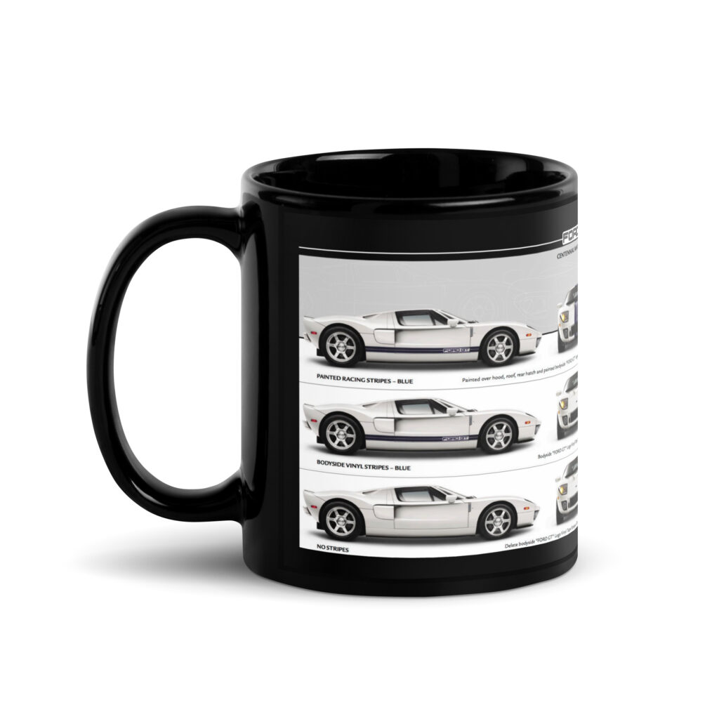 2005 Ford GT Sales Brochure Black Coffee Mug Centennial White Clearcoat 5.4L