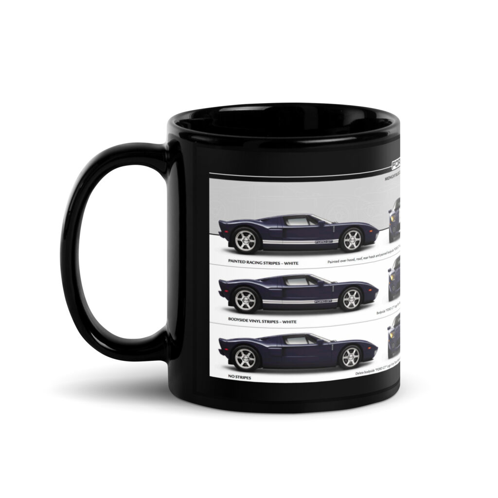 2005 Ford GT Sales Brochure Black Coffee Mug Midnight Blue Clearcoat Metallic
