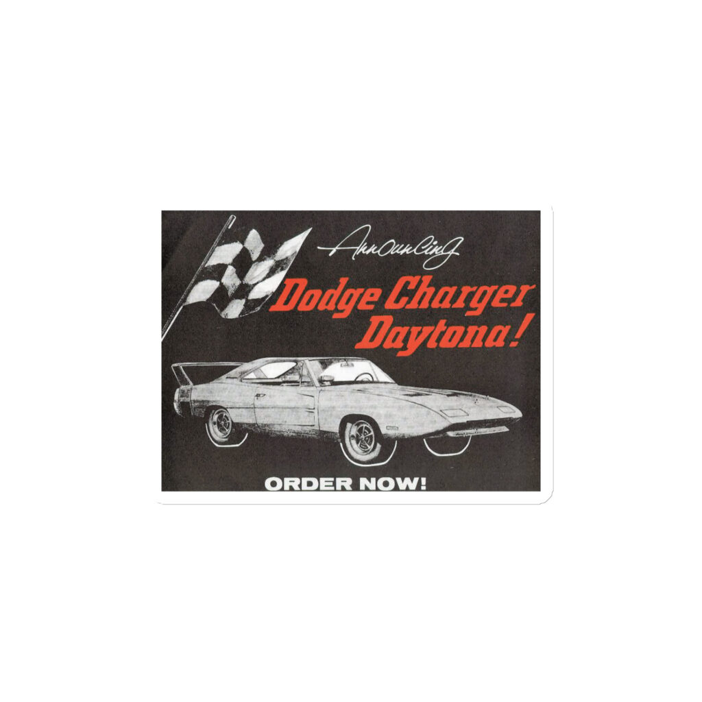 Vintage 1969 Dodge Charger Daytona Announcement Flyer Die-Cut Toolbox Magnet