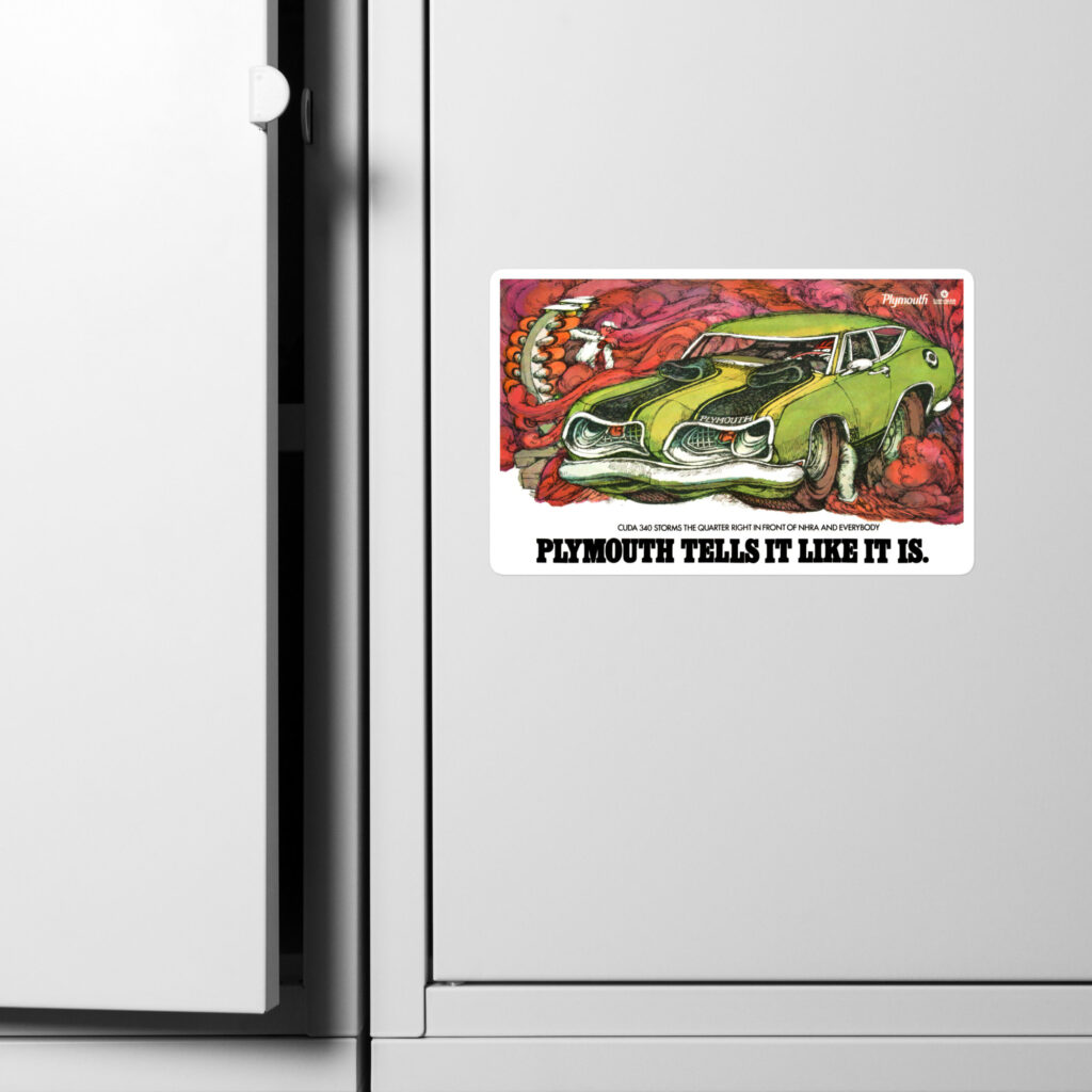 1969 Barracuda Plymouth Tells It Like It Is Vinyl Decal For your Toolbox or Whatever