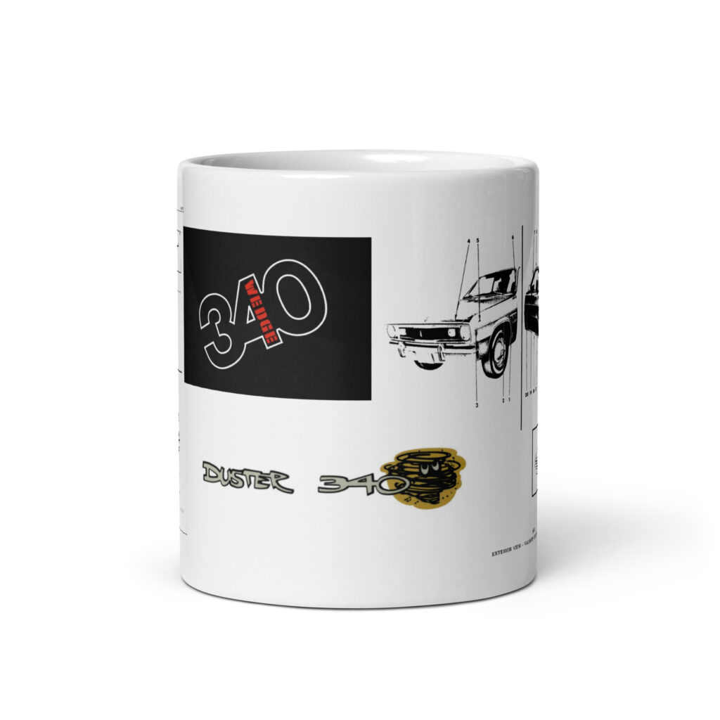 70 and 71 Duster 340 Exterior View Factory Parts Diagram Coffee Mug Wedge