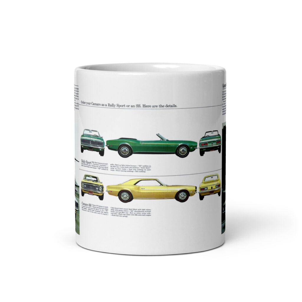 68 Camaro Sales Brochure Coffee Mug RS Rally Sport SS 350 Details SS396