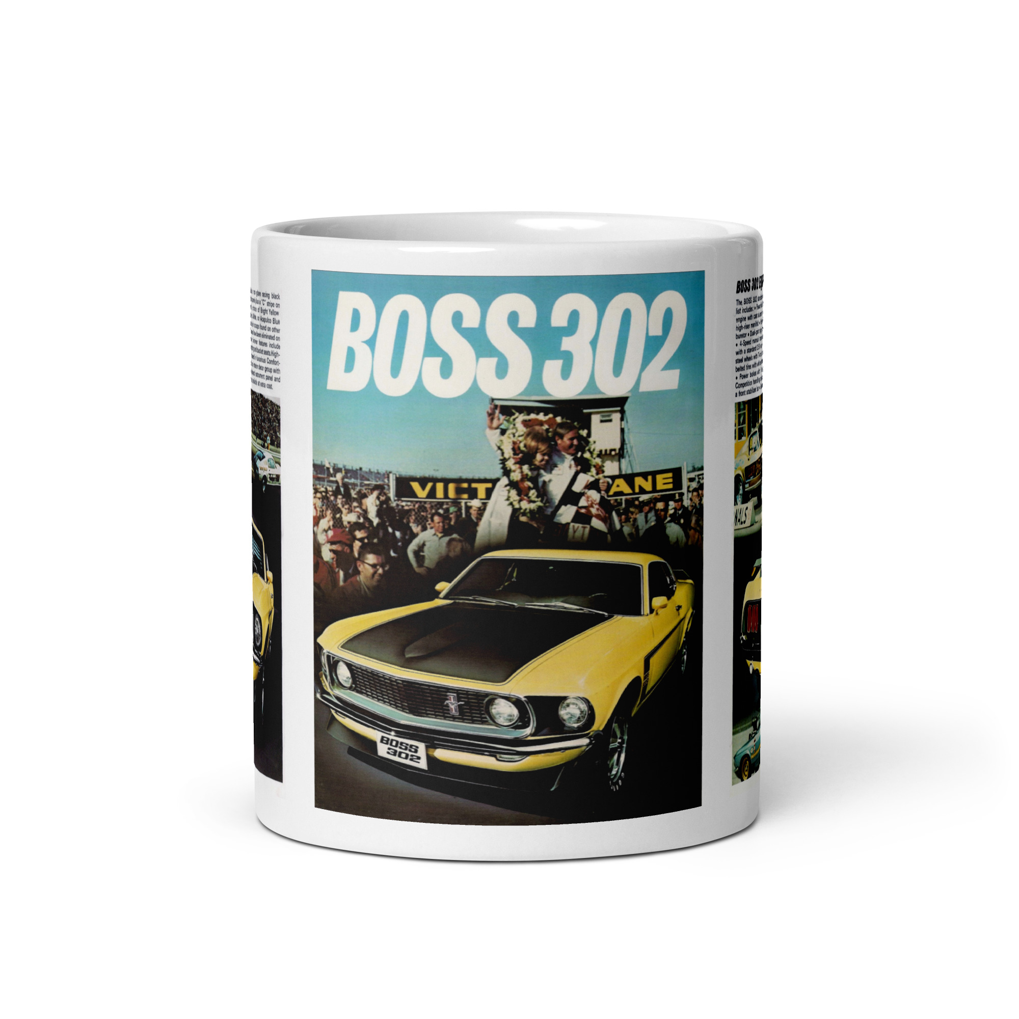 1969 Ford Mustang Boss 302 HO Sportsroof Sales Brochure Coffee Mug - Image 3