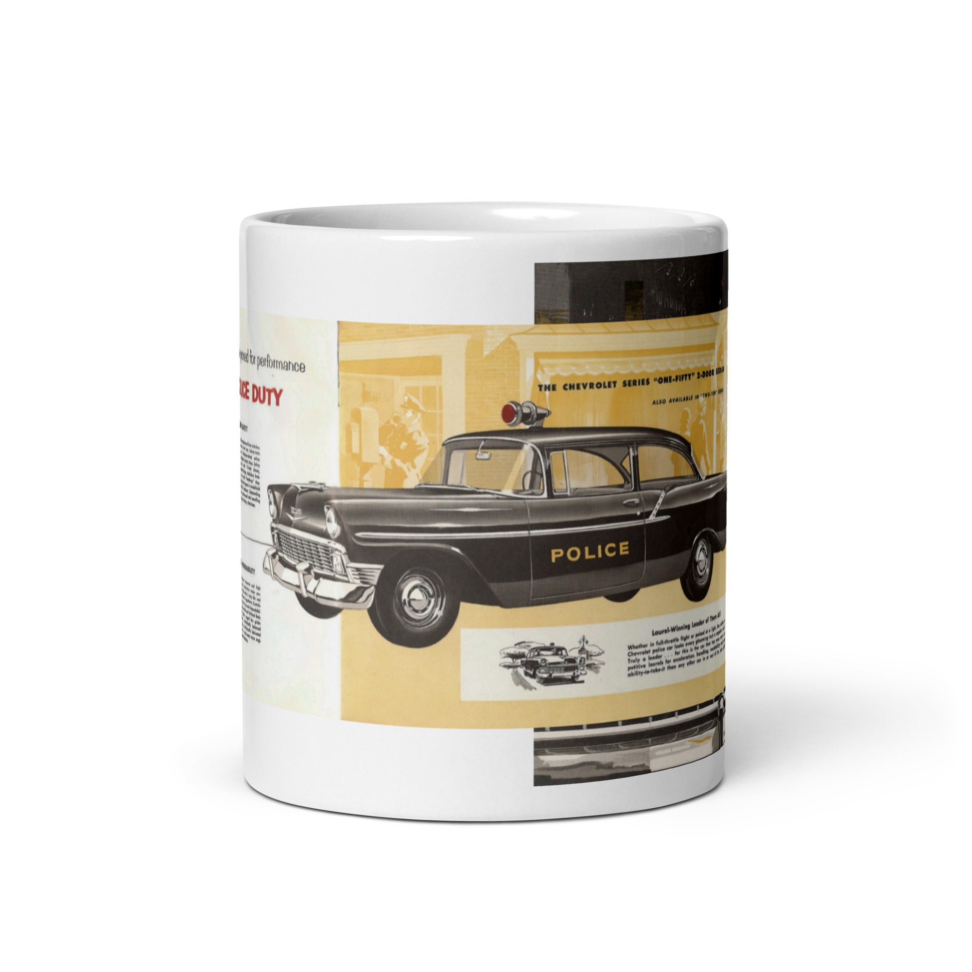 1956 Chevrolet Police Cars Sales Brochure Coffee Mug 150 210 Super Turbo Fire - Image 3