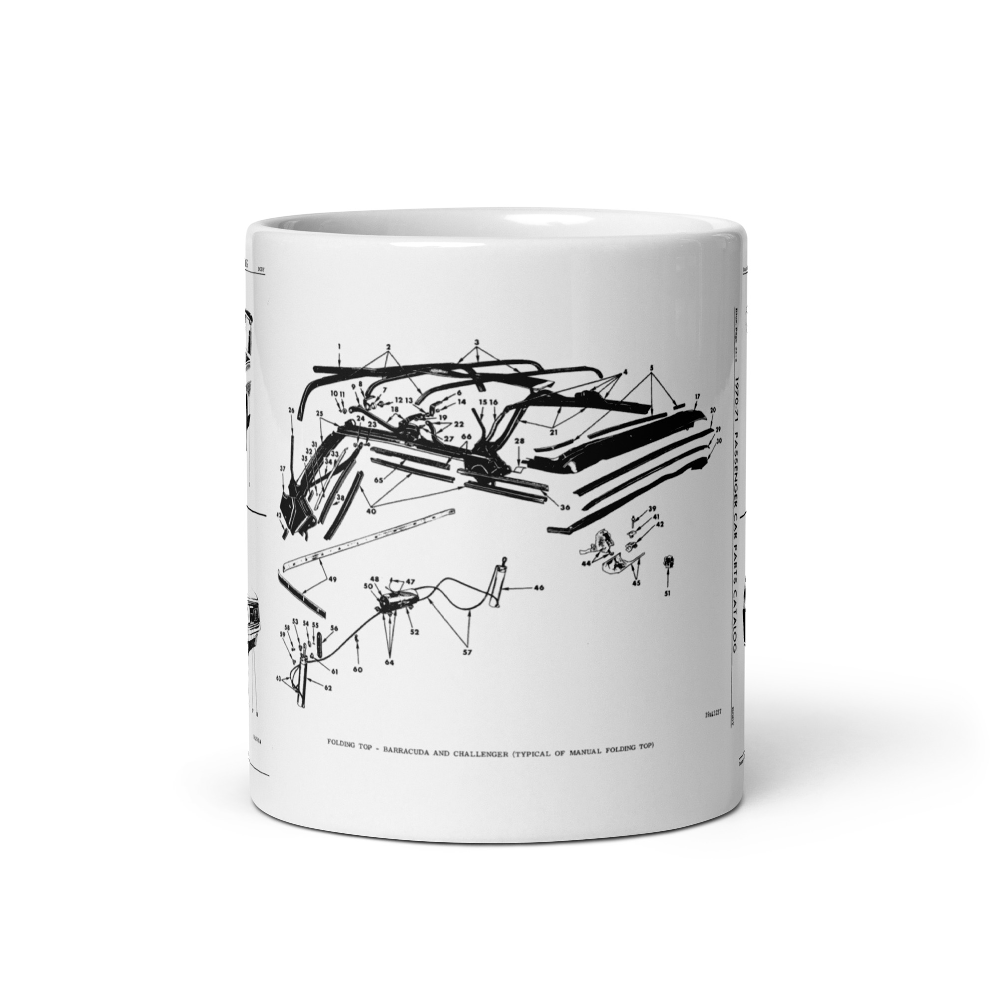 1971 Barracuda Cuda Convertible Factory Parts Diagrams Coffee Mug Hemi 440+6 383 340 318 - Image 3