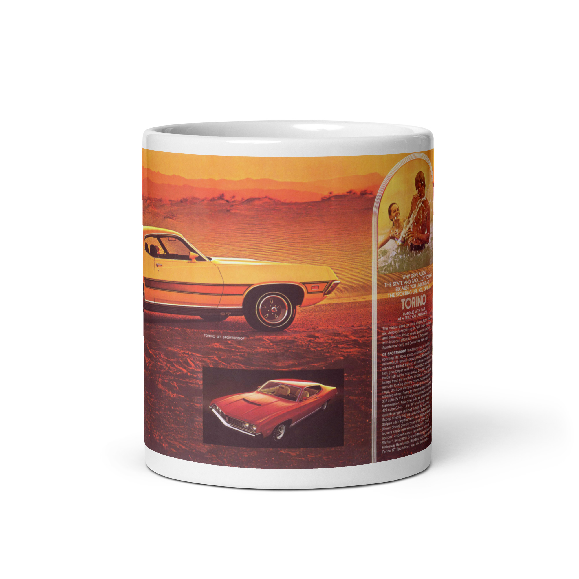 1971 Ford Torino GT Sports Set Sales Brochure Coffee Mug 429 CJ-R Sportsroof - Image 3