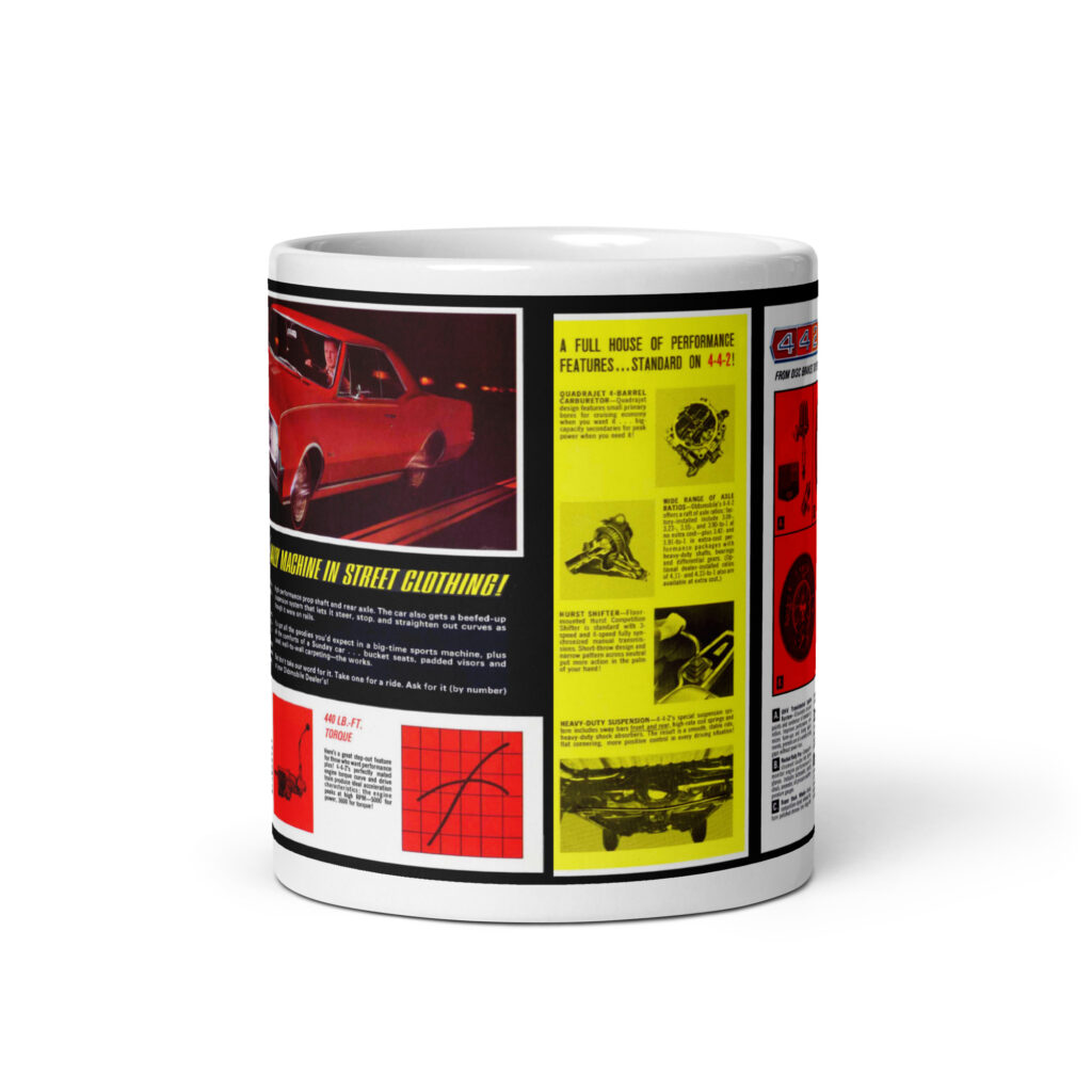 1967 Oldsmobile 442 Sales Brochure Coffee Mug 400 Rocket Holiday Coupe