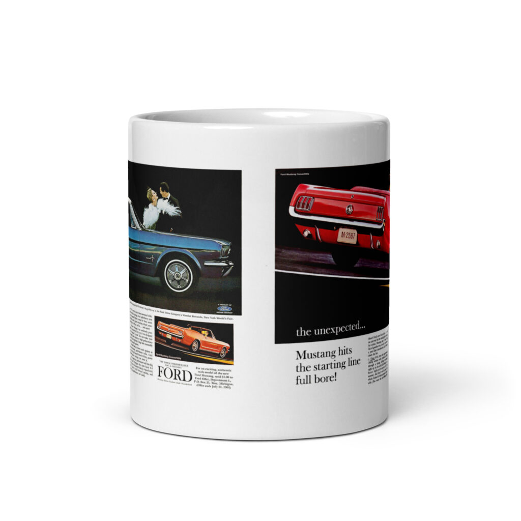 1964 Ford Mustang Ads Coffee Mug Worlds Fair Magic Skyway 260 289 Convertible