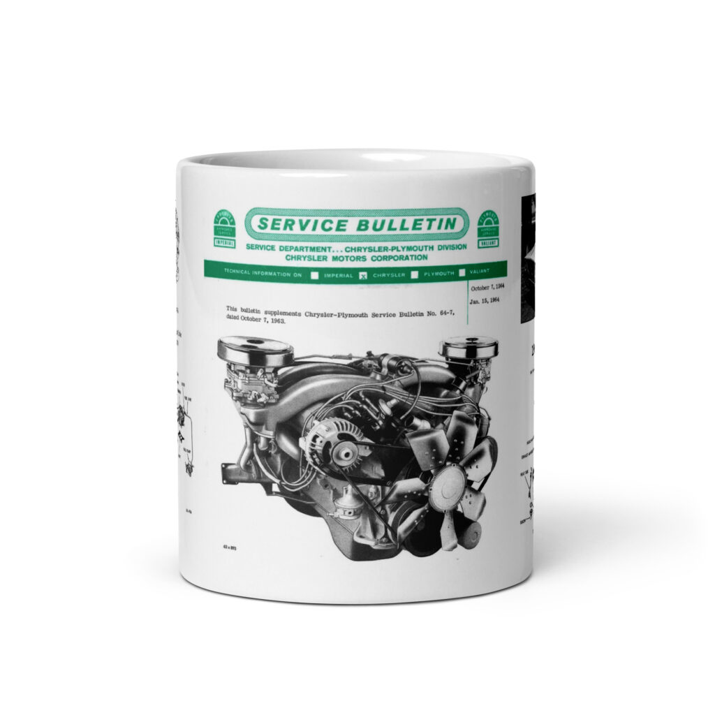 1964 Chrysler 300 K Service Bulletin Diagrams Coffee Mug Firepower 413 Crossram