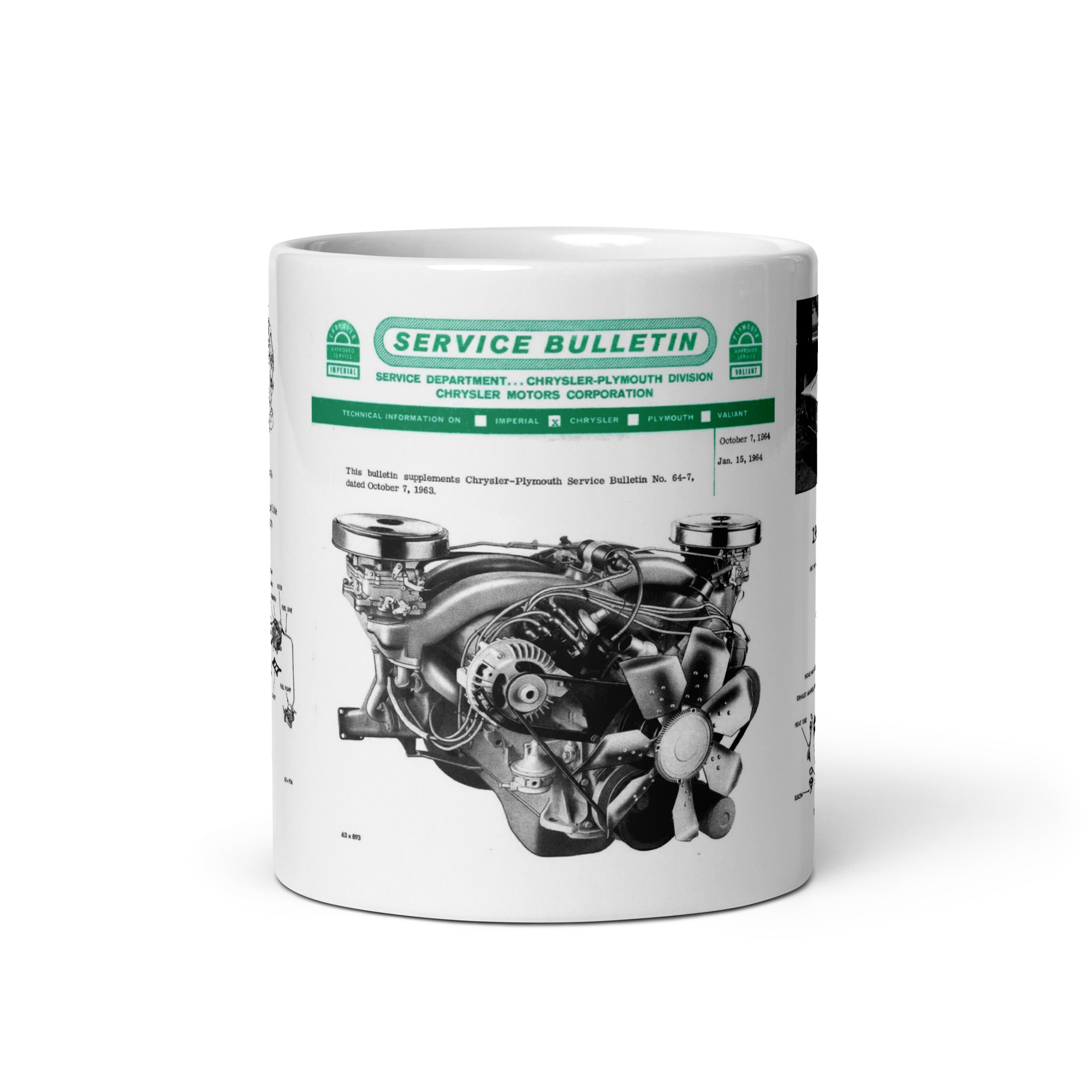 1964 Chrysler 300 K Service Bulletin Diagrams Coffee Mug Firepower 413 Crossram