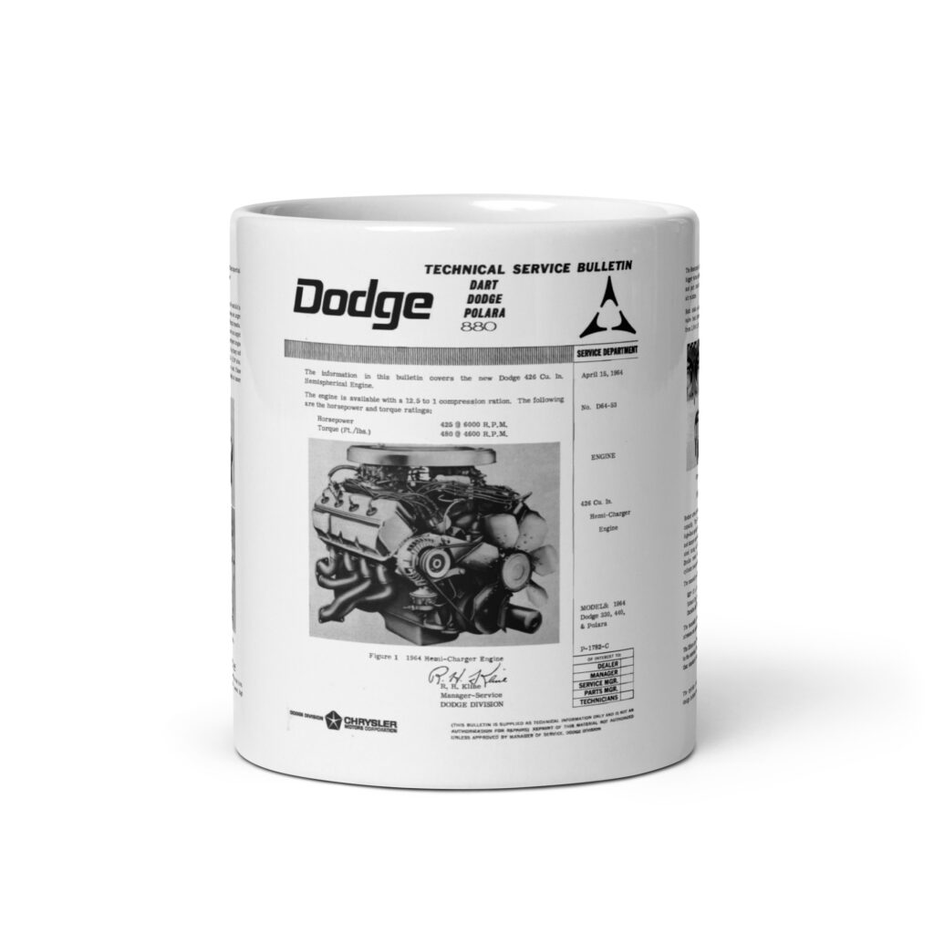 1964 Dodge 426 Hemi - Charger Technical Service Bulletin Mug April 15 First 3 Pages