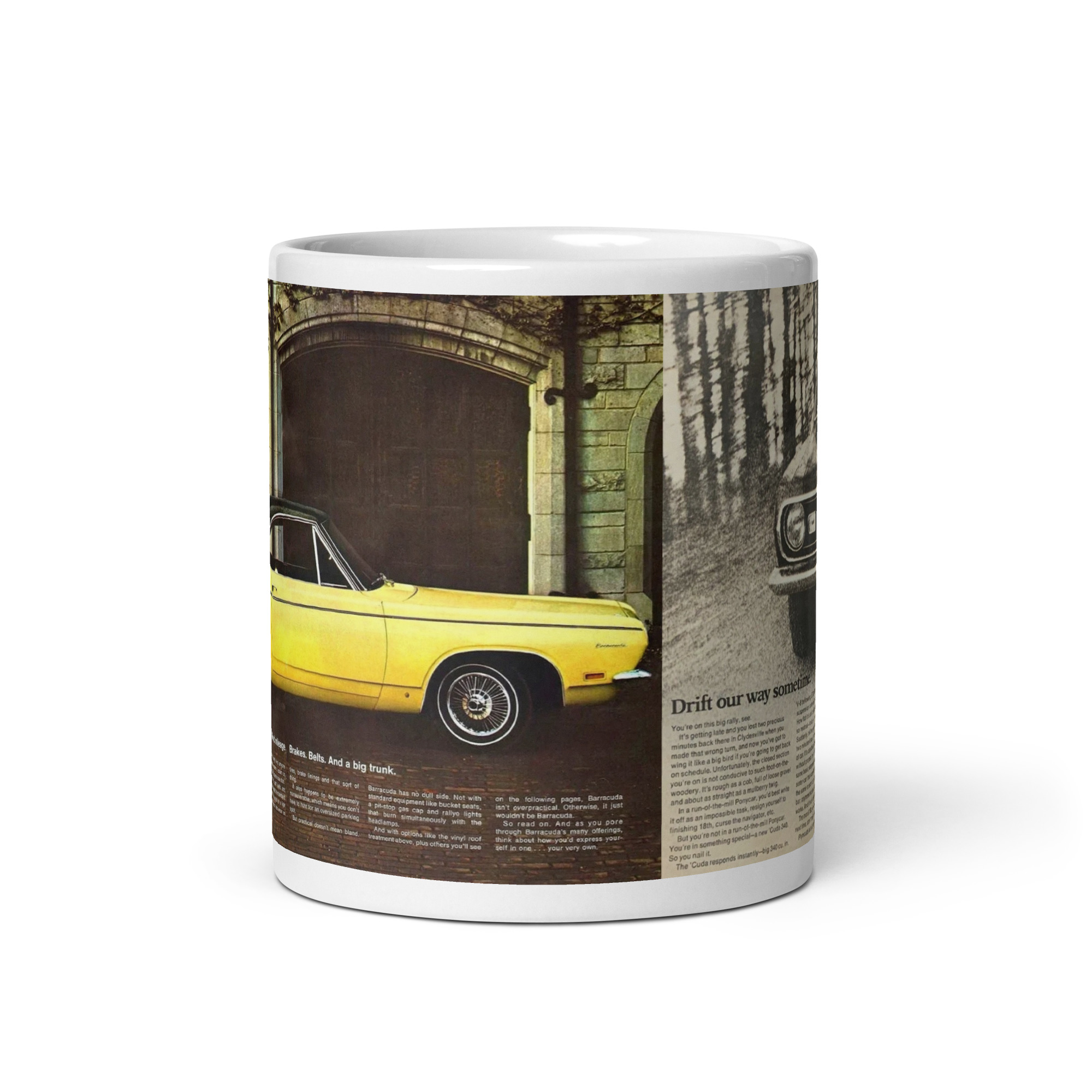 1969 Plymouth Barracuda 2 Magazine Ad Coffee Mug 340 383 Drift Our Way - Image 3