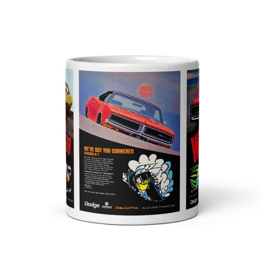 1969 Dodge Charger R/T 3 Magazine Ads Coffee Mug Covered Wailer Formula 440 426