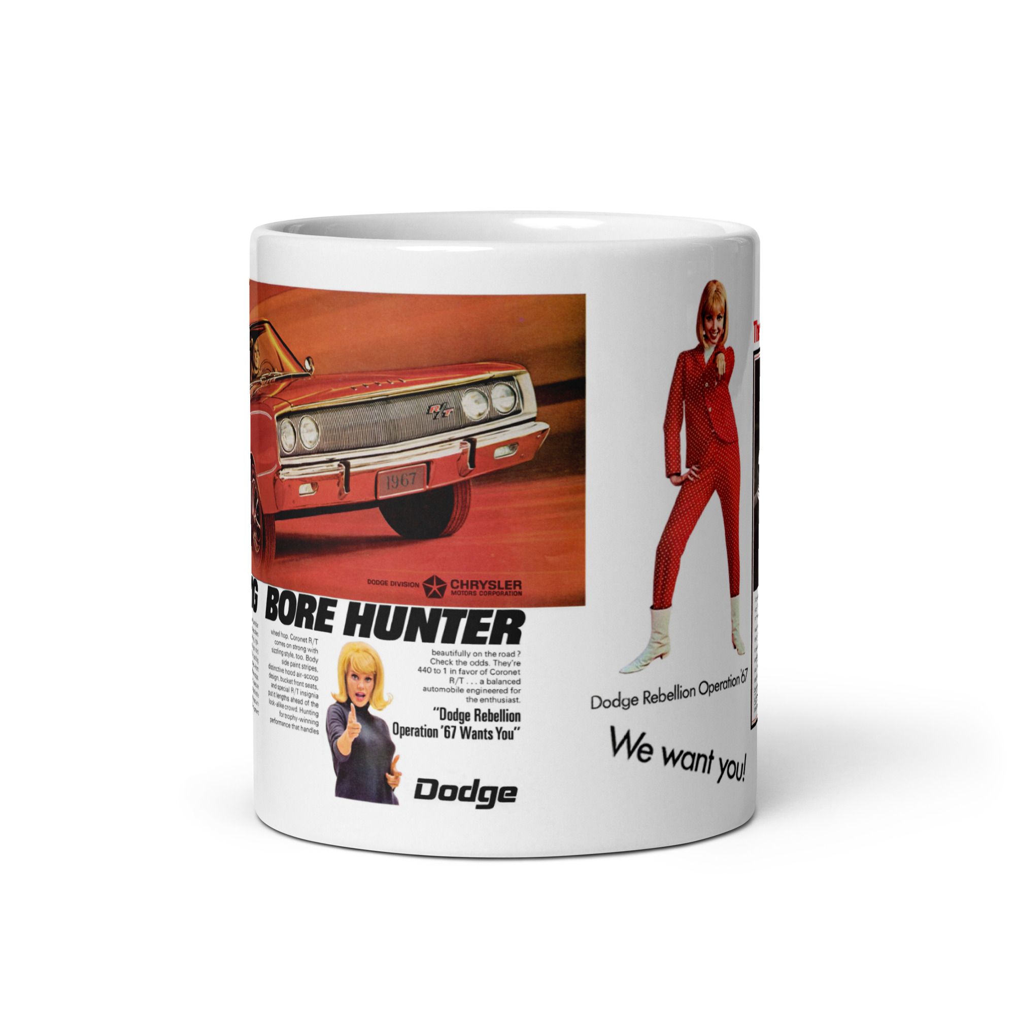 1967 Dodge Coronet R/T 2 Magazine Ads Coffee Mug Big Bore Hunter Hot One 440 - Image 3