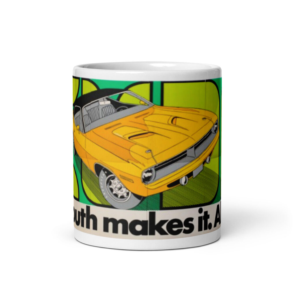 1970 Plymouth 'Cuda Outdoor Billboard Ad Coffee Mug 340 383 440 6BBL