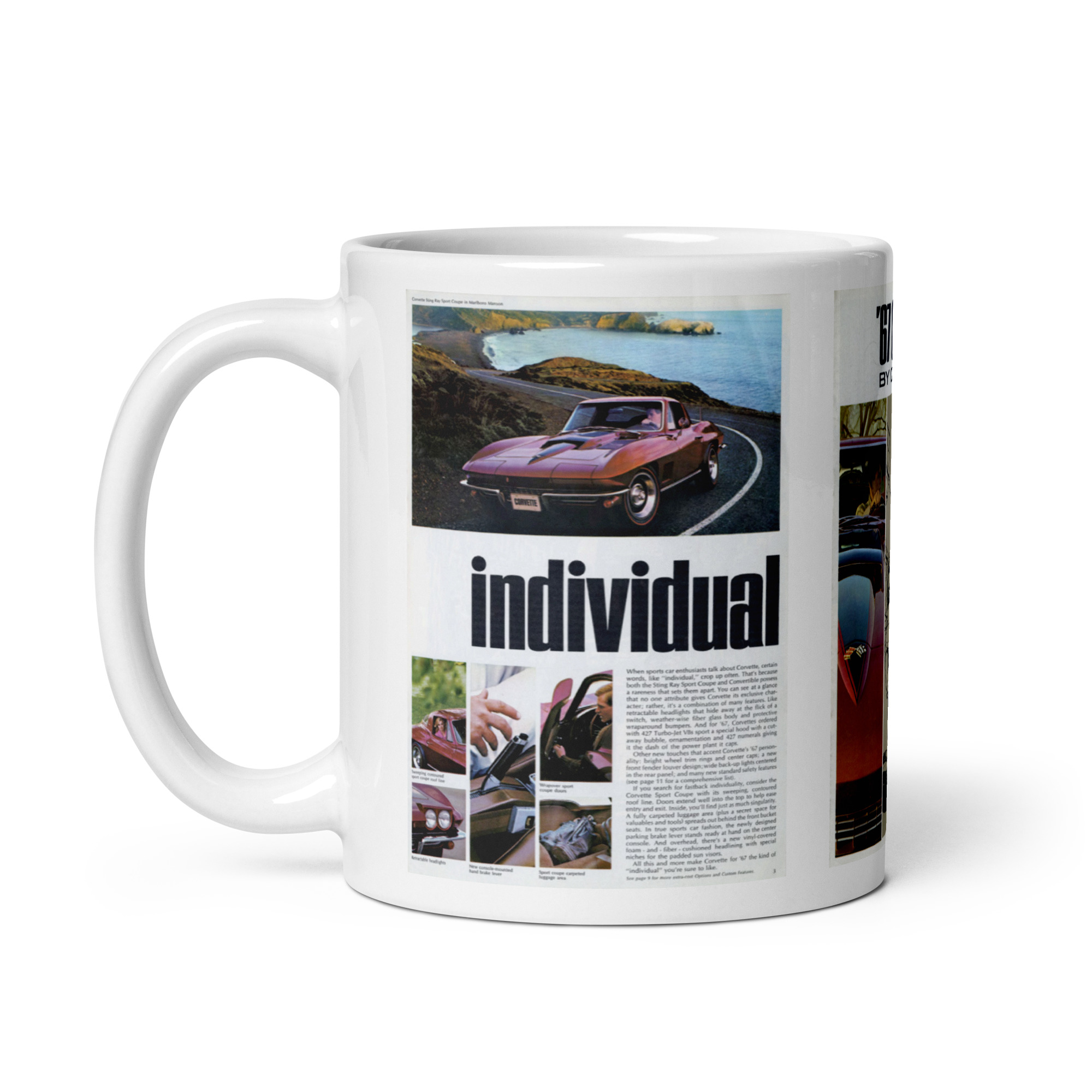 67 Corvette Sales Brochure Coffee Mug Personal Individual 327 427 Tri-Power - Image 3