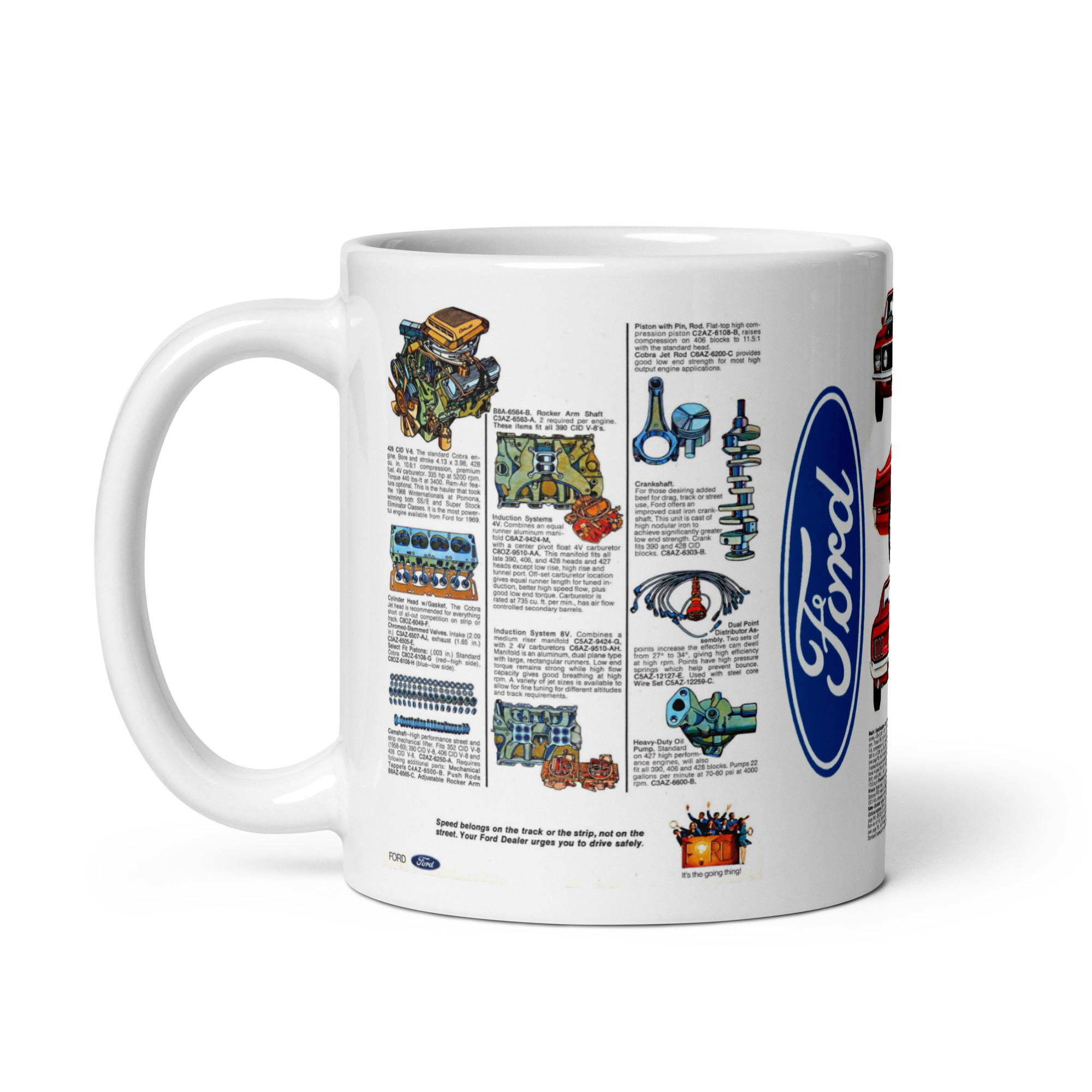 69 Ford Performance Digest Brochure Coffee Mug Mustang Mach 1 GT Sportsroof 428 - Image 2