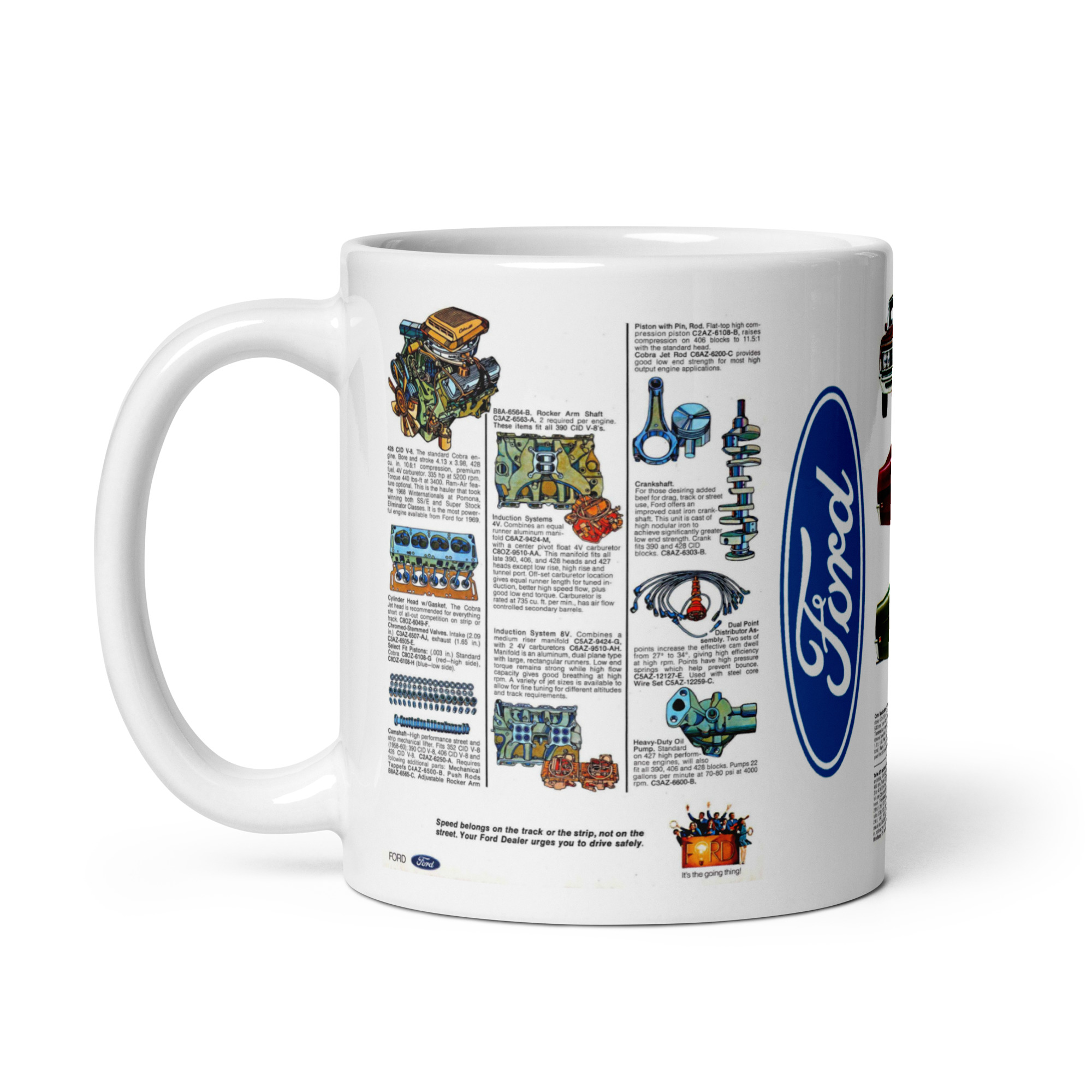 69 Ford Performance Digest Brochure Coffee Mug Cobra Torino GT Sportsroof 428 Ram-Air - Image 2