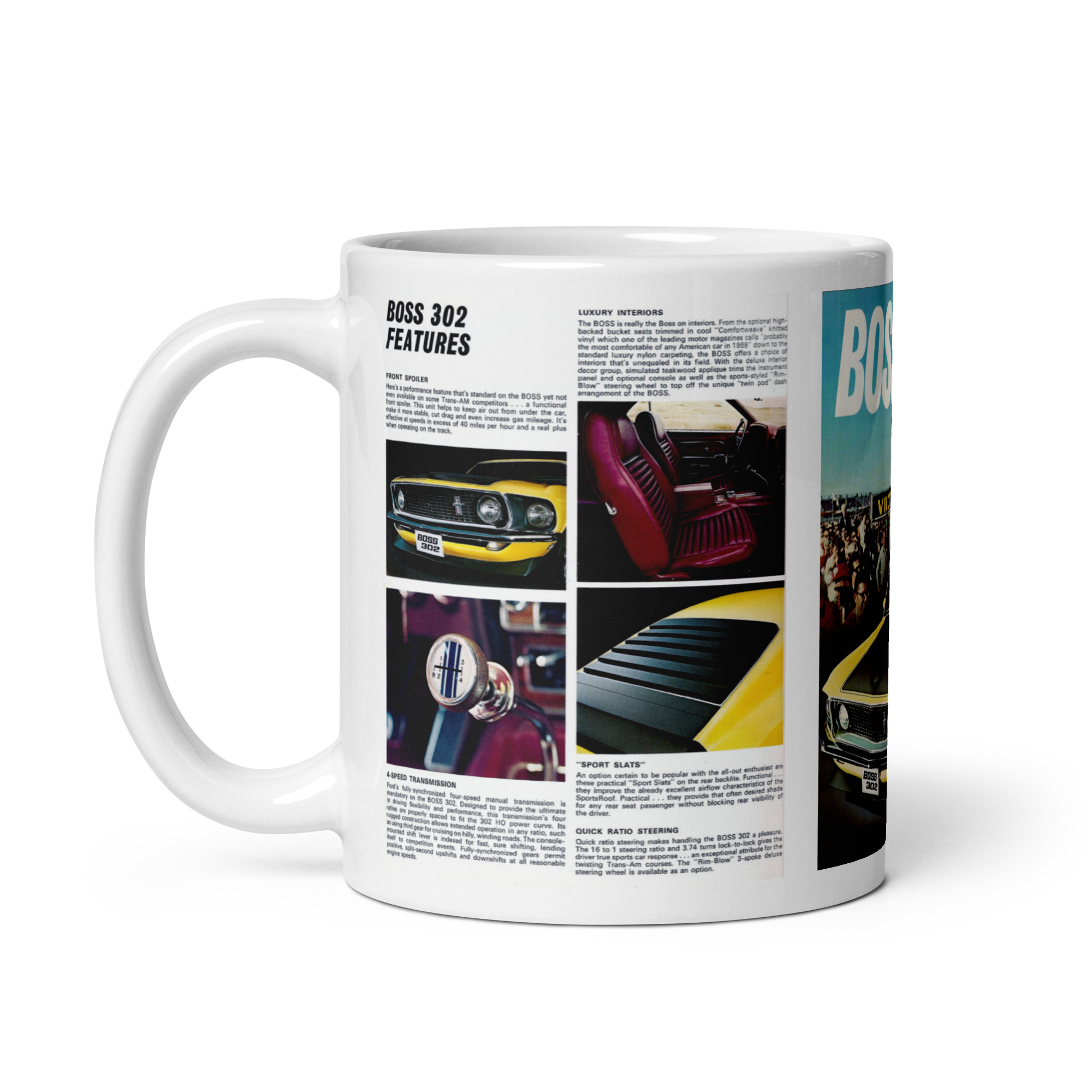 1969 Ford Mustang Boss 302 HO Sportsroof Sales Brochure Coffee Mug #2 - Image 3