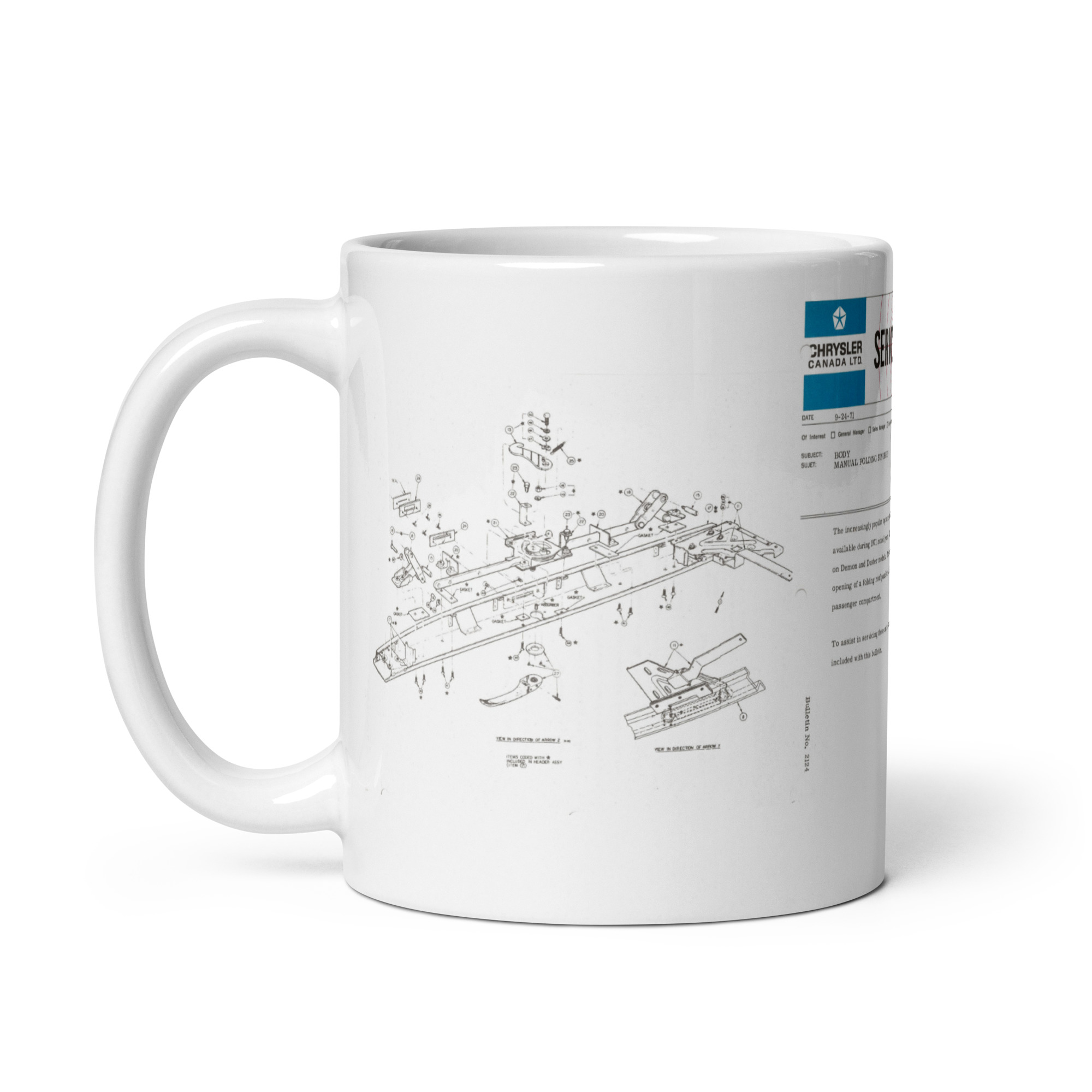 71 72 Demon Duster Folding Soft Top TSB 2124 9-24-71 Coffee Mug 340 - Image 3