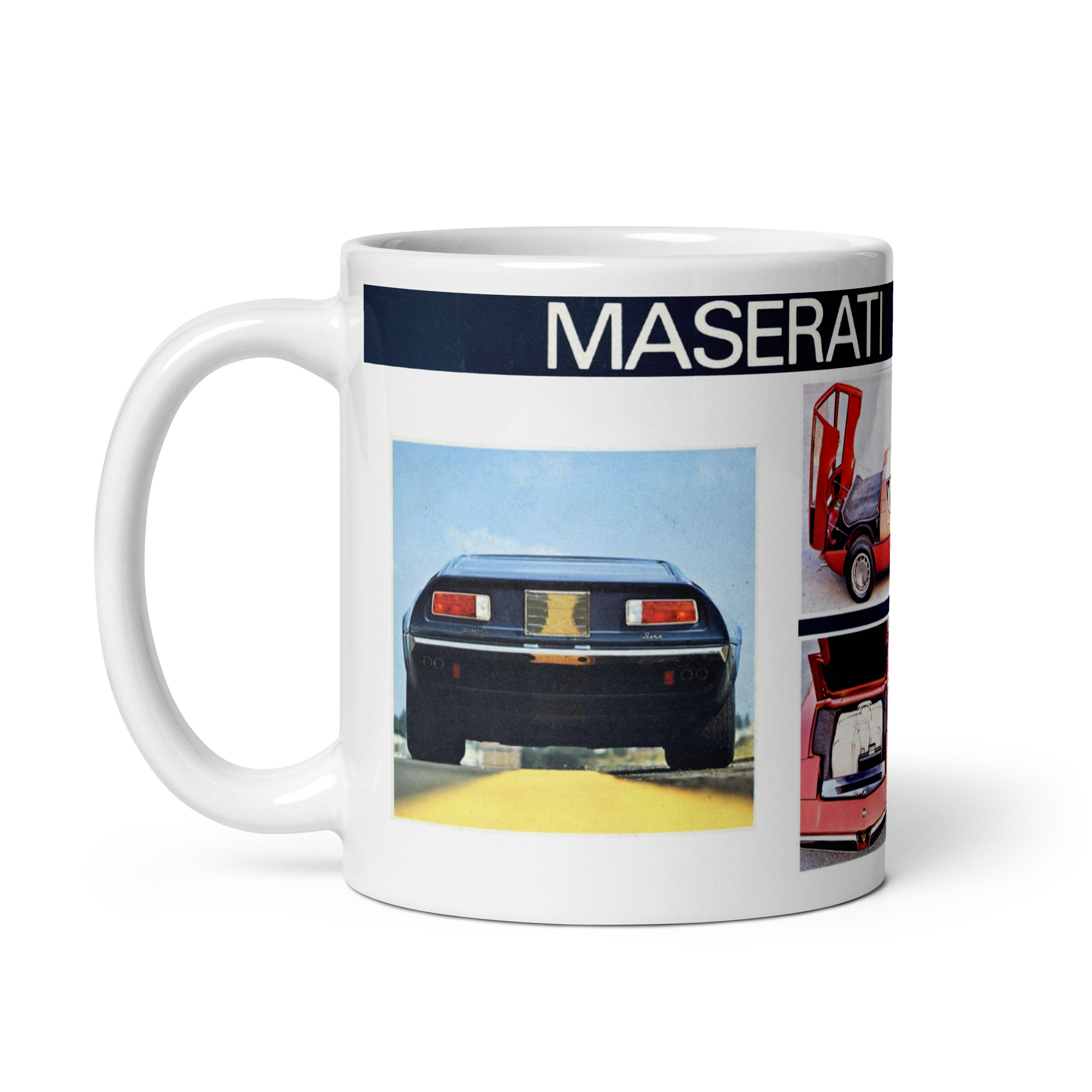 1975 Maserati Bora Sales Brochure Coffee Mug 4.7L V8 4OHC 5 Speed - Image 3
