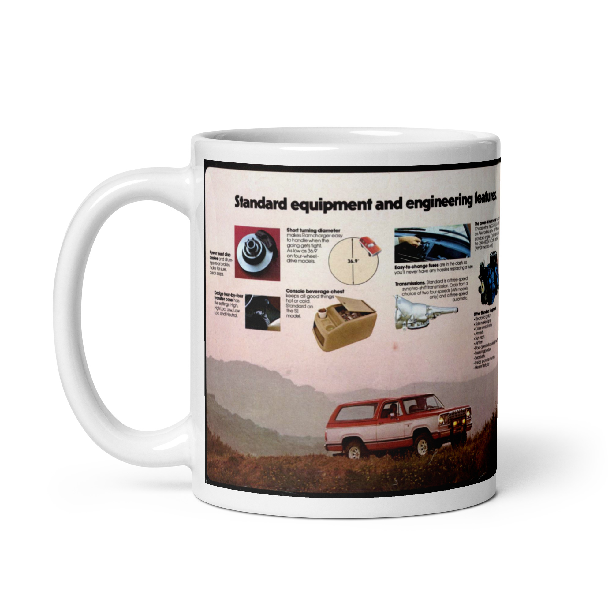 1977 Dodge Ramcharger Sales Brochure Coffee Mug Standard and Optional Equipment - Image 3
