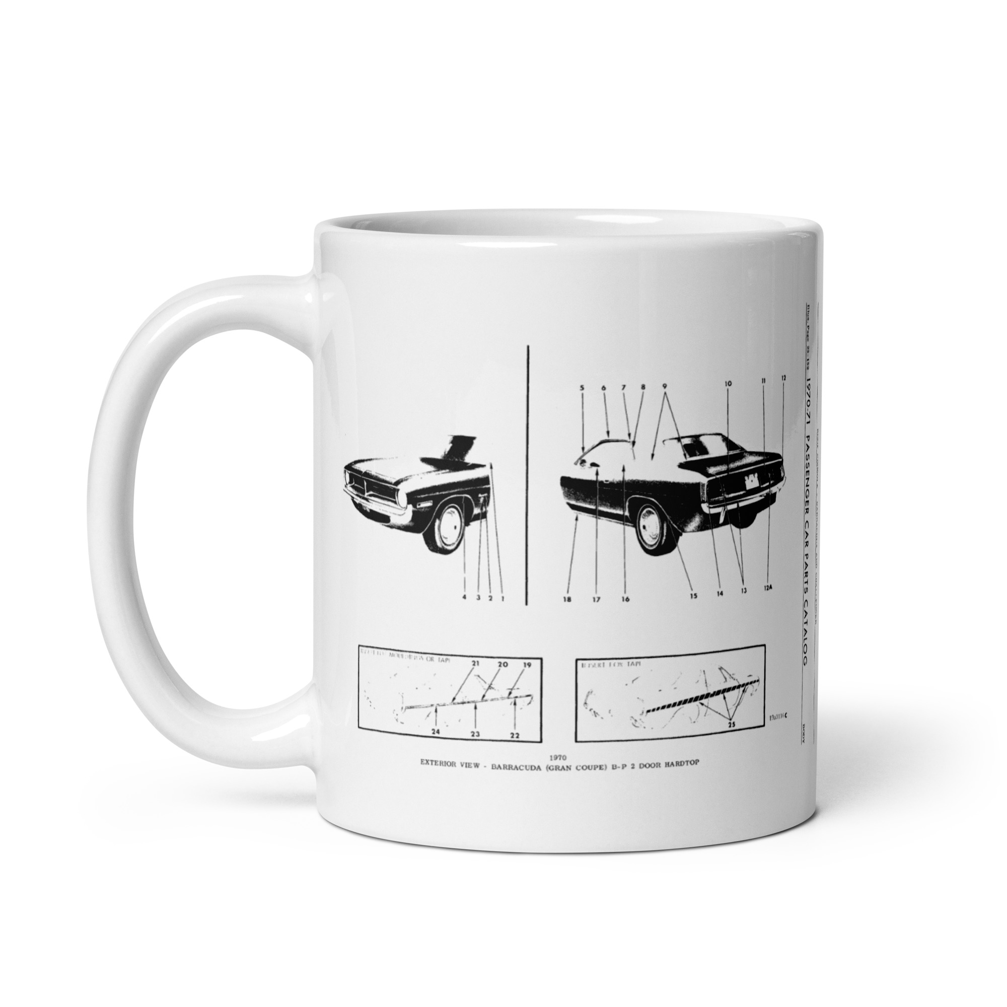 1970 and 1971 Barracuda Gran Coupe Factory Parts diagrams Coffee Mug 383 318 /6 - Image 2