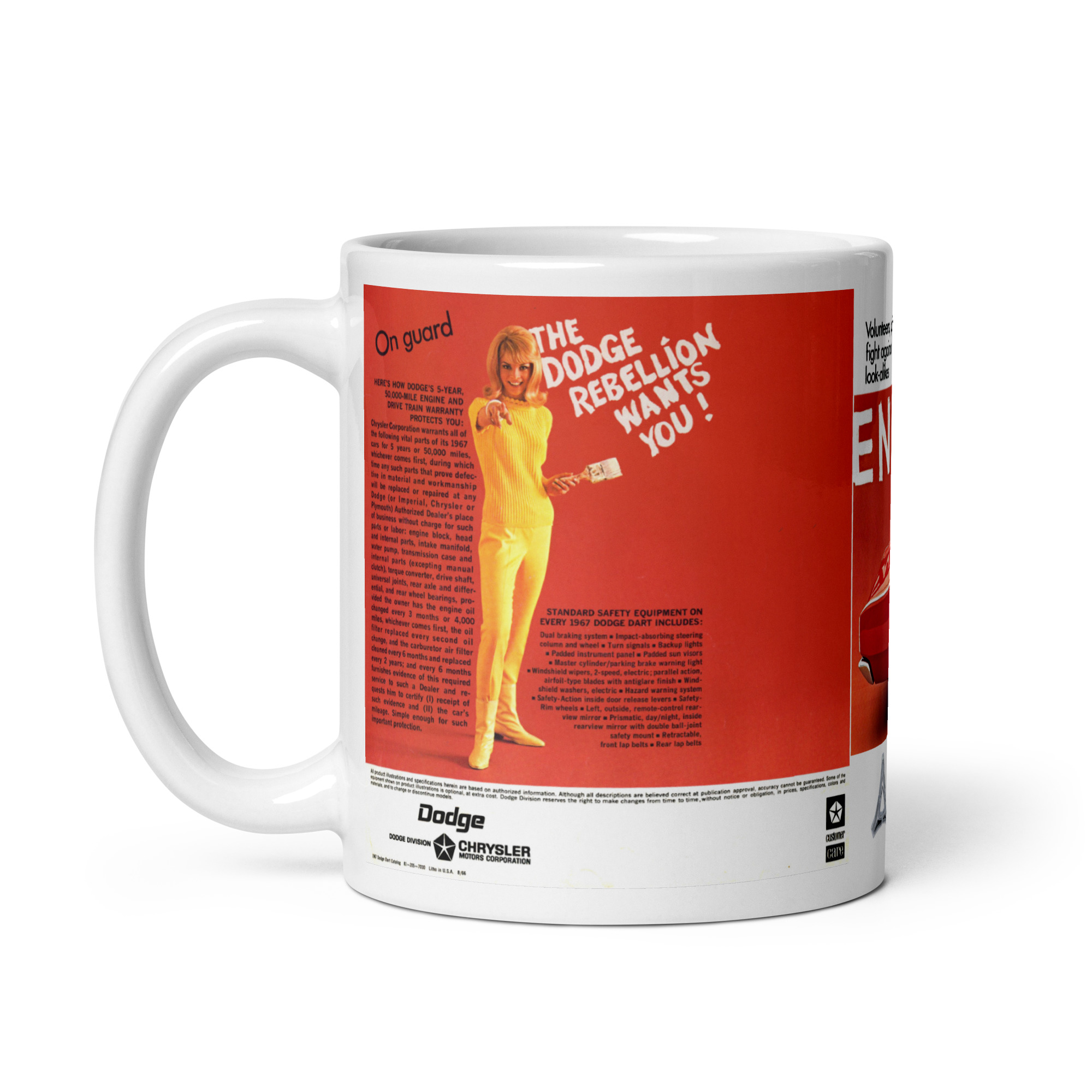 1967 Dodge Dart Sales Brochure Coffee Mug GT Enlist Here 273 - Image 3